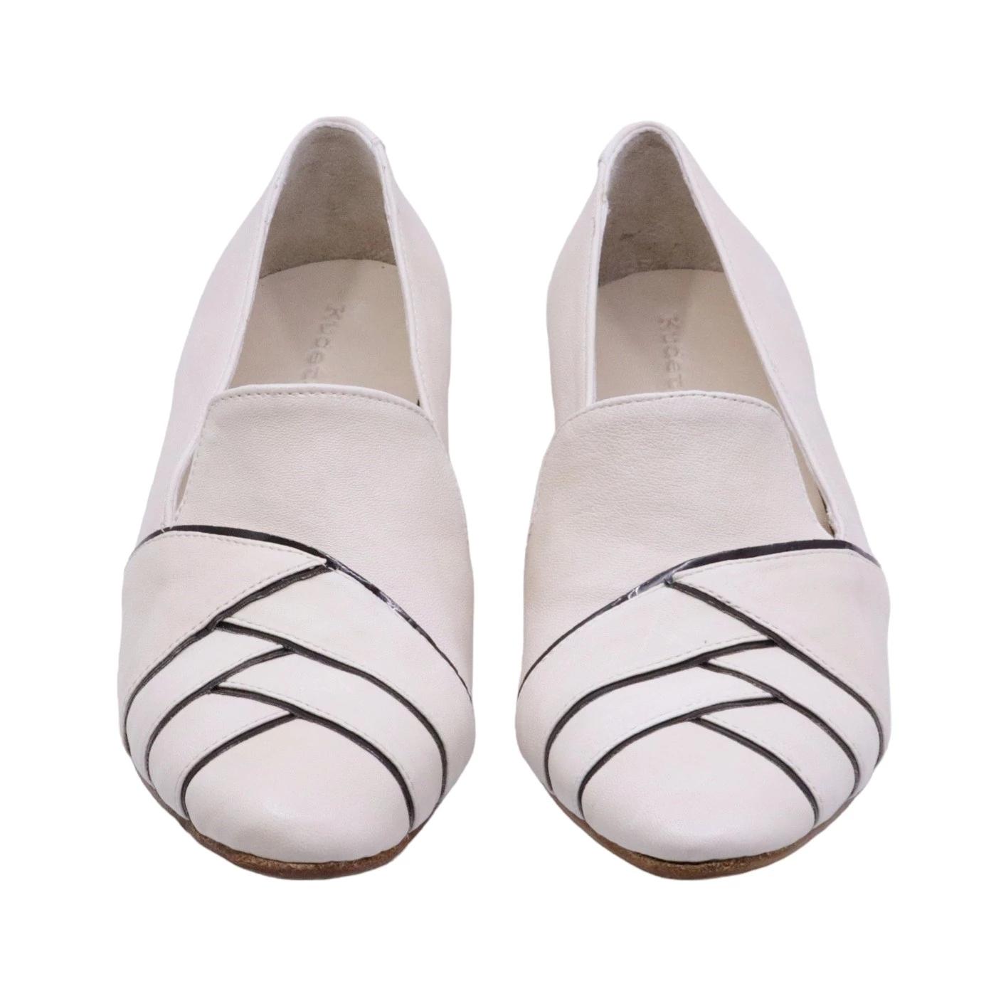 Mocassino donna Kudetà 414700 in pelle bianca e dettaglia in nero 