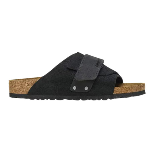 Birkenstock Kyoto Black sandalo uomo in nabuk e camoscio nero narrow fit 