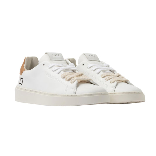 D.A.T.E. Levante Calf LV-VA-WI sneaker uomo in pelle bianca con dettaglio cuoio 