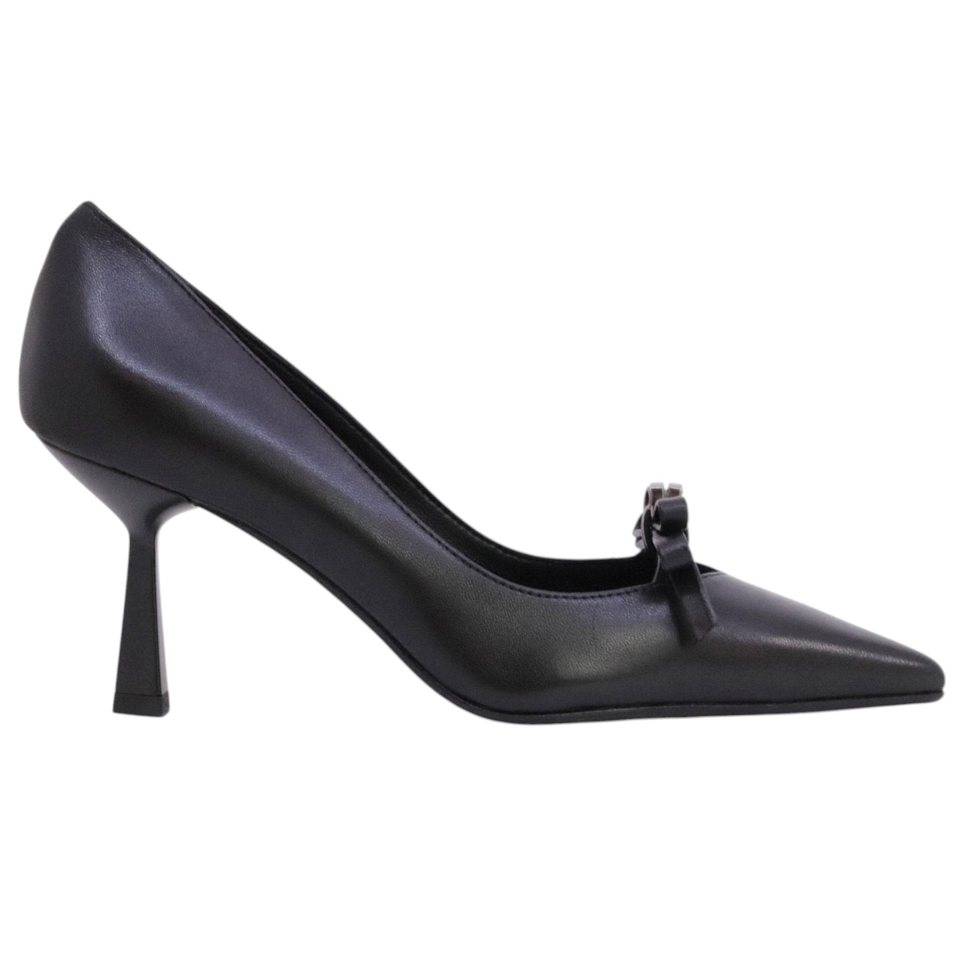 Chantal 1962 2730 décolleté donna in pelle nera con fiocco 