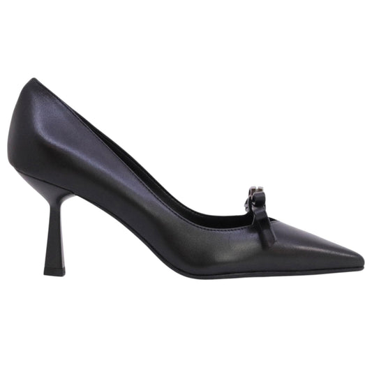 Chantal 1962 2730 décolleté donna in pelle nera con fiocco 