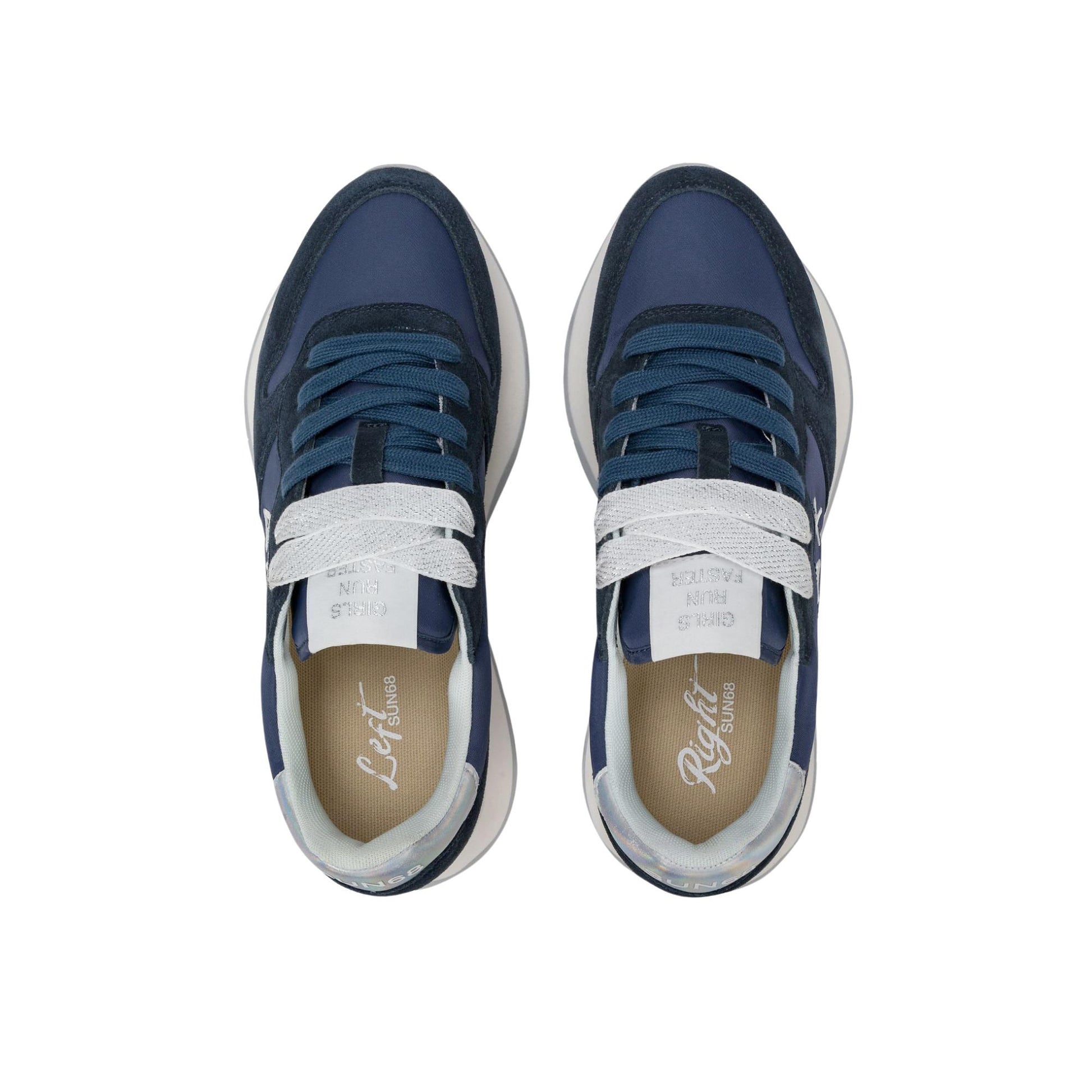 SUN68 Ally Gold Silver Z36202-07 sneaker donna in camoscio e nylon blu navy 