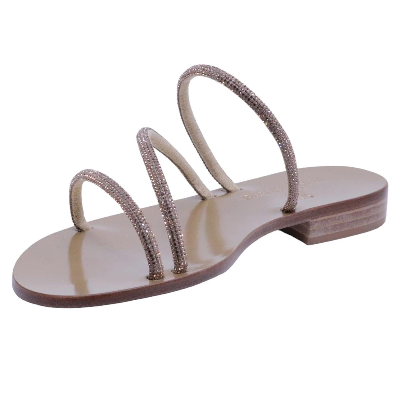 Sandalo caprese Paolo Ferrara 3114 con strass oro luminosi 