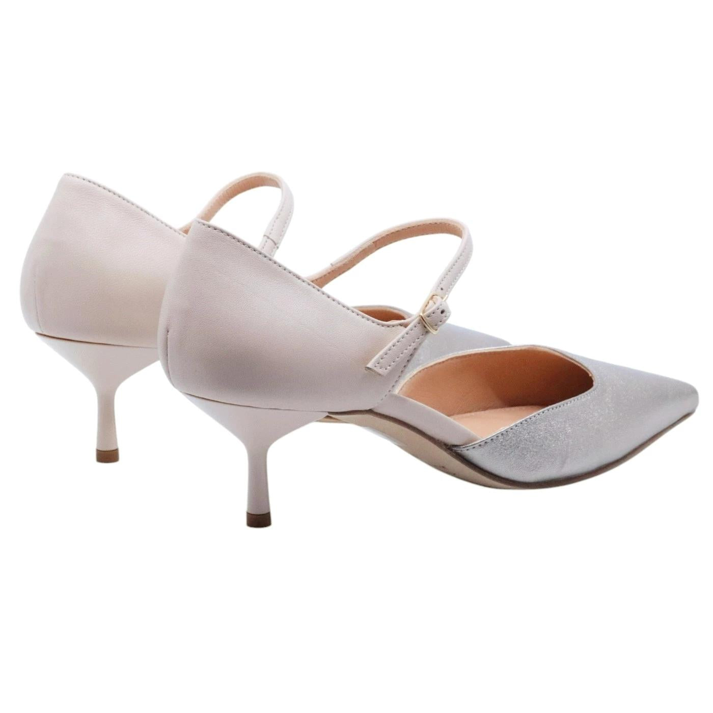 The Seller SE1033 décolleté donna in pelle nude e bronzo con tacco elegante Made in Italy 