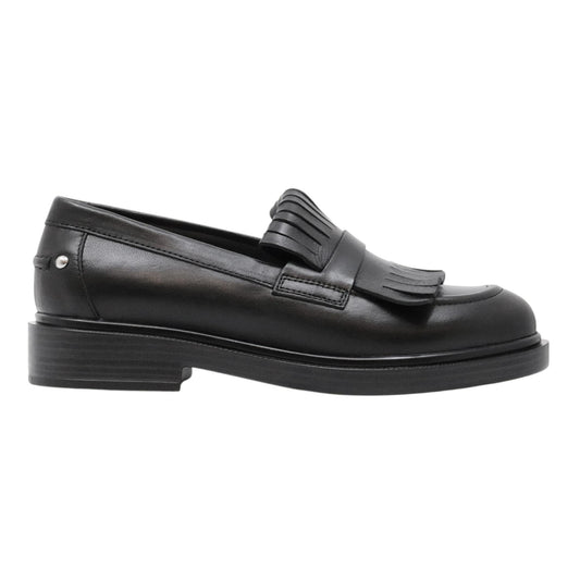Triver Flight 709 mocassino donna in pelle nera con frange 