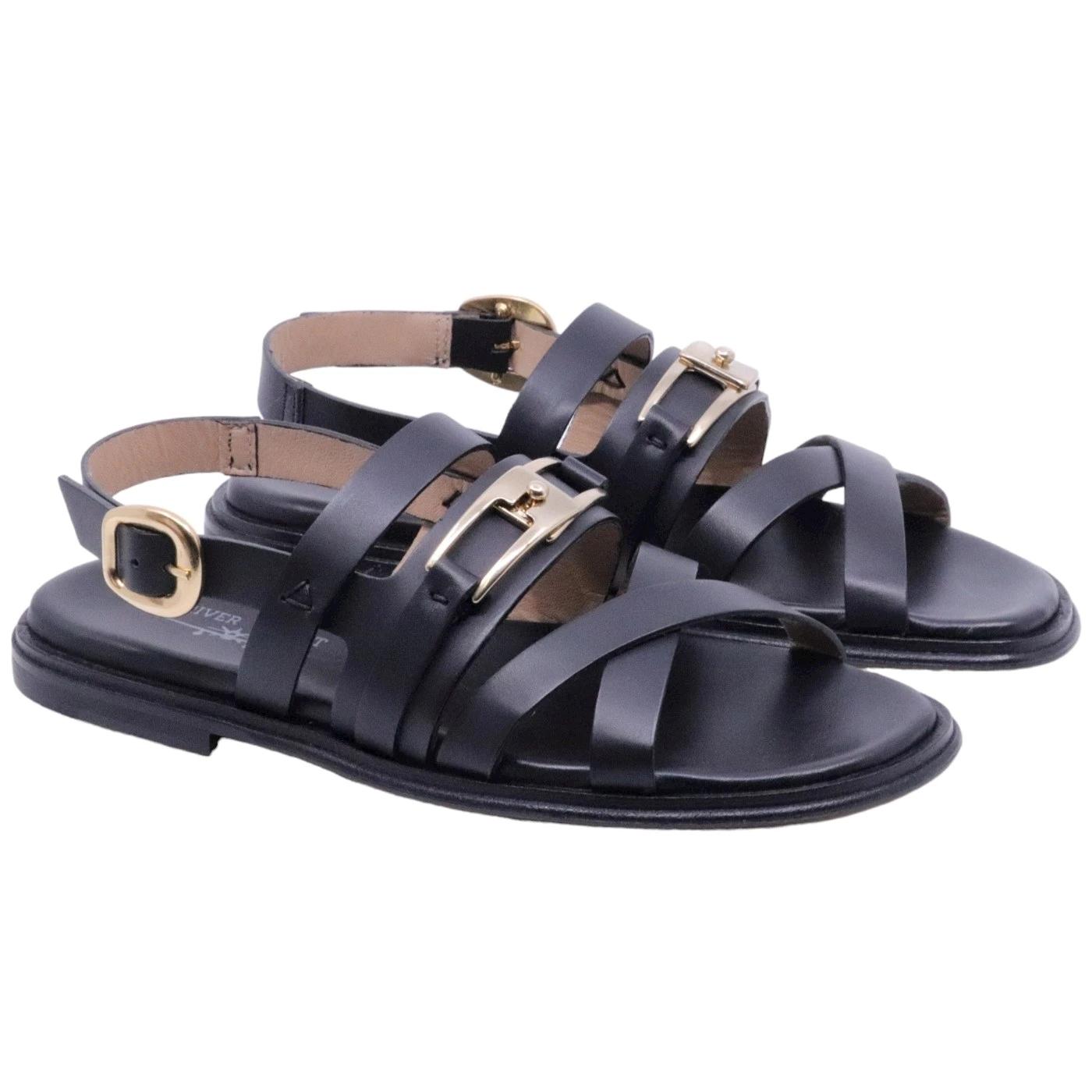 Sandalo donna Triver Flight 725 in pelle nera 