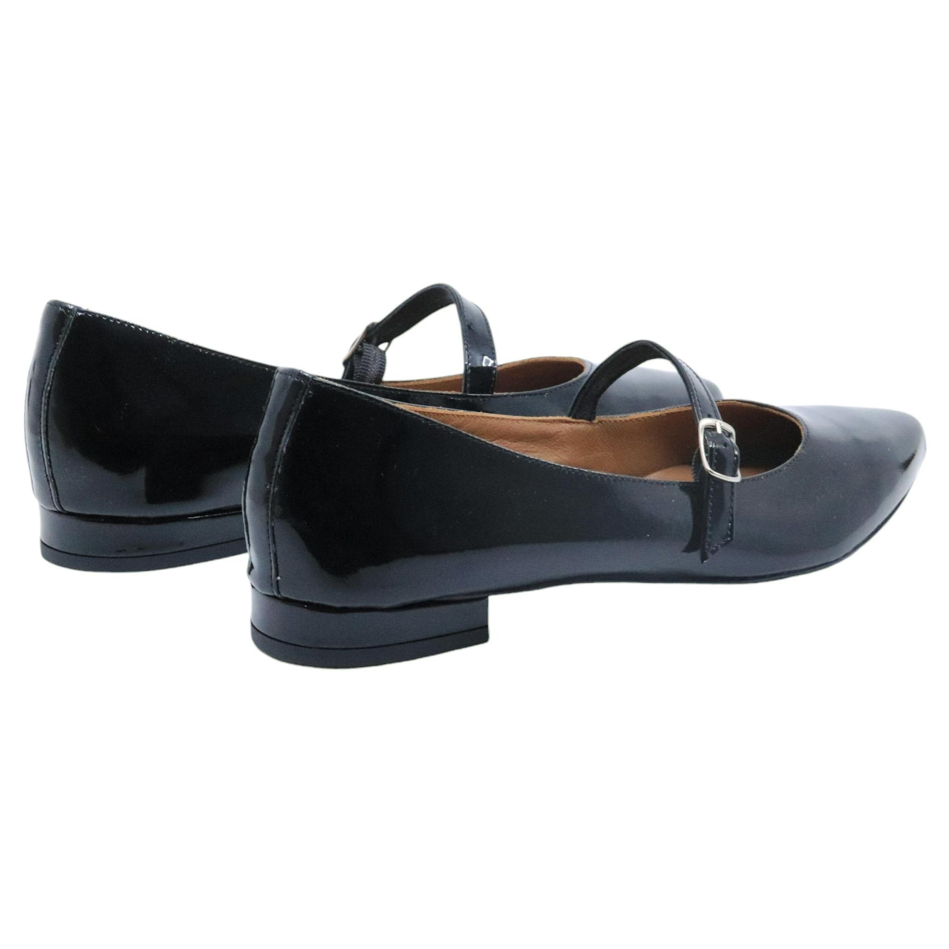Jaffè 605 ballerina donna in vernice nera con cinturino 