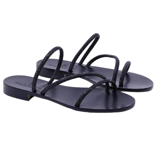 Sandalo caprese Paolo Ferrara 3114 in nero con strass luminosi 