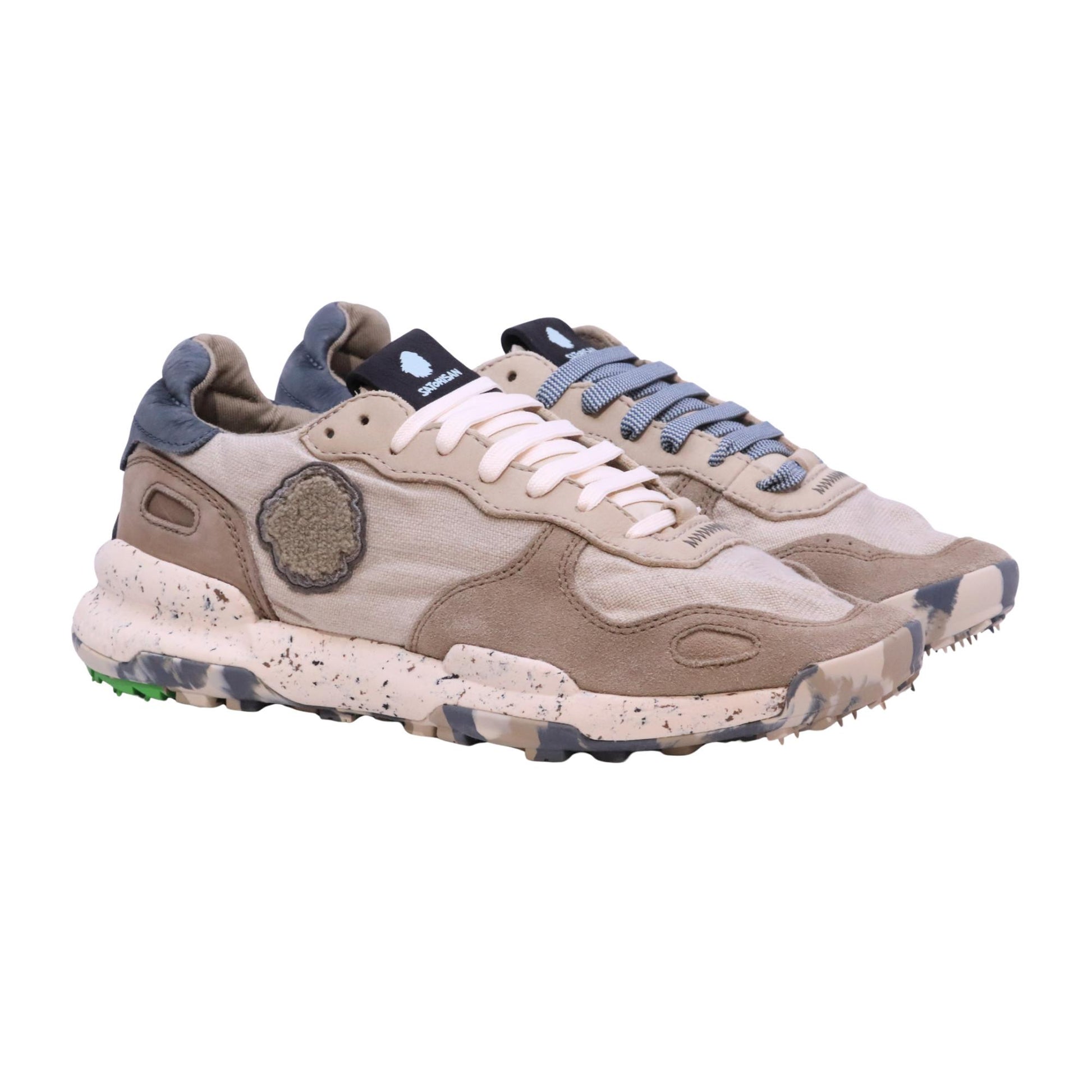 Satorisan Chacrona Linen Light Grey sneaker uomo in camoscio e tessuto 
