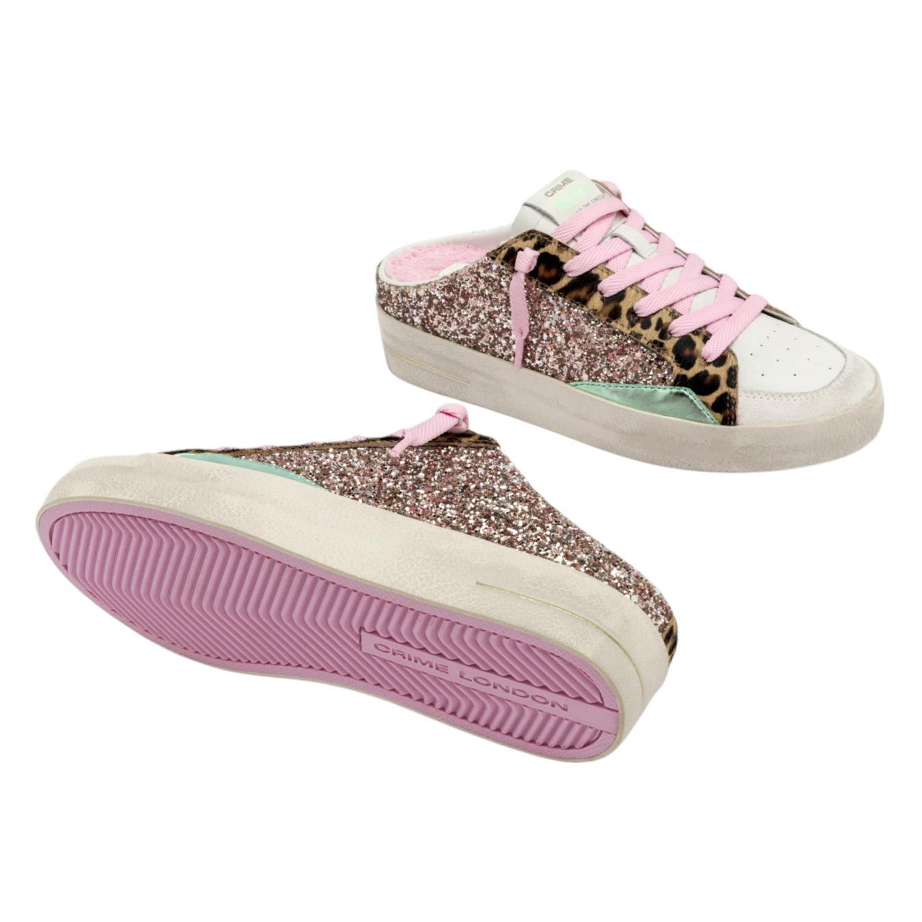 Sneaker donna Crime London SK8 Deluxe 20171 a sabot glitter rosa 