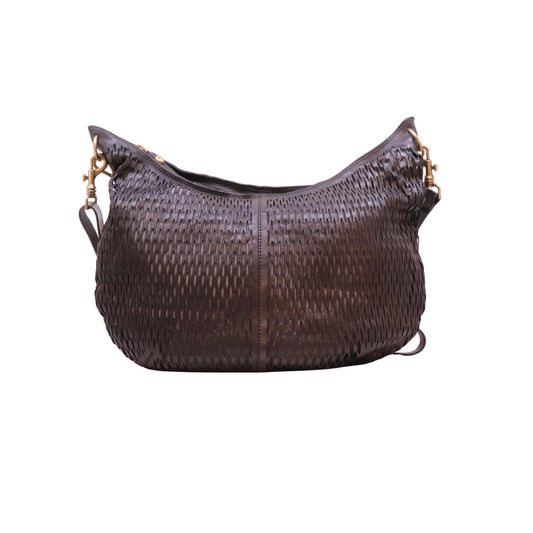 Campomaggi Anastasia L C044200 monospalla donna in pelle vacchetta laserata grigio Made in Italy 