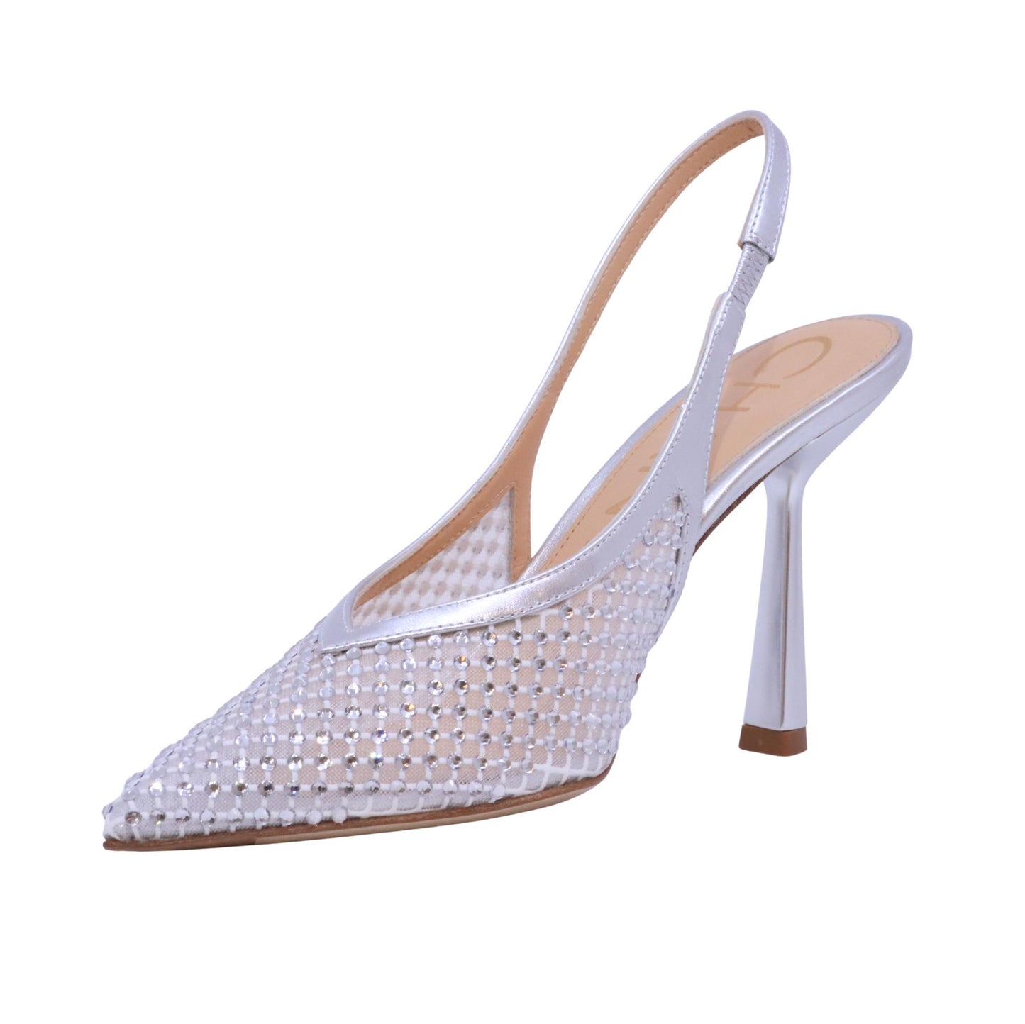 Chantal 1962 3037 slingback donna in pelle argento con strass argento 