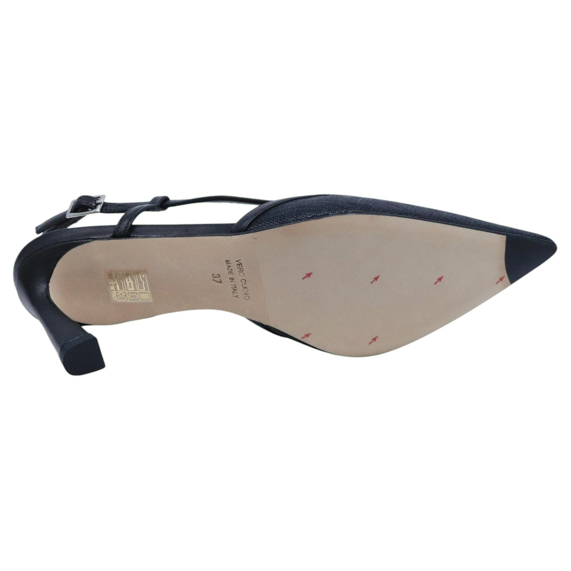Slingback donna Chantal 2519 in pelle e raffia nera 