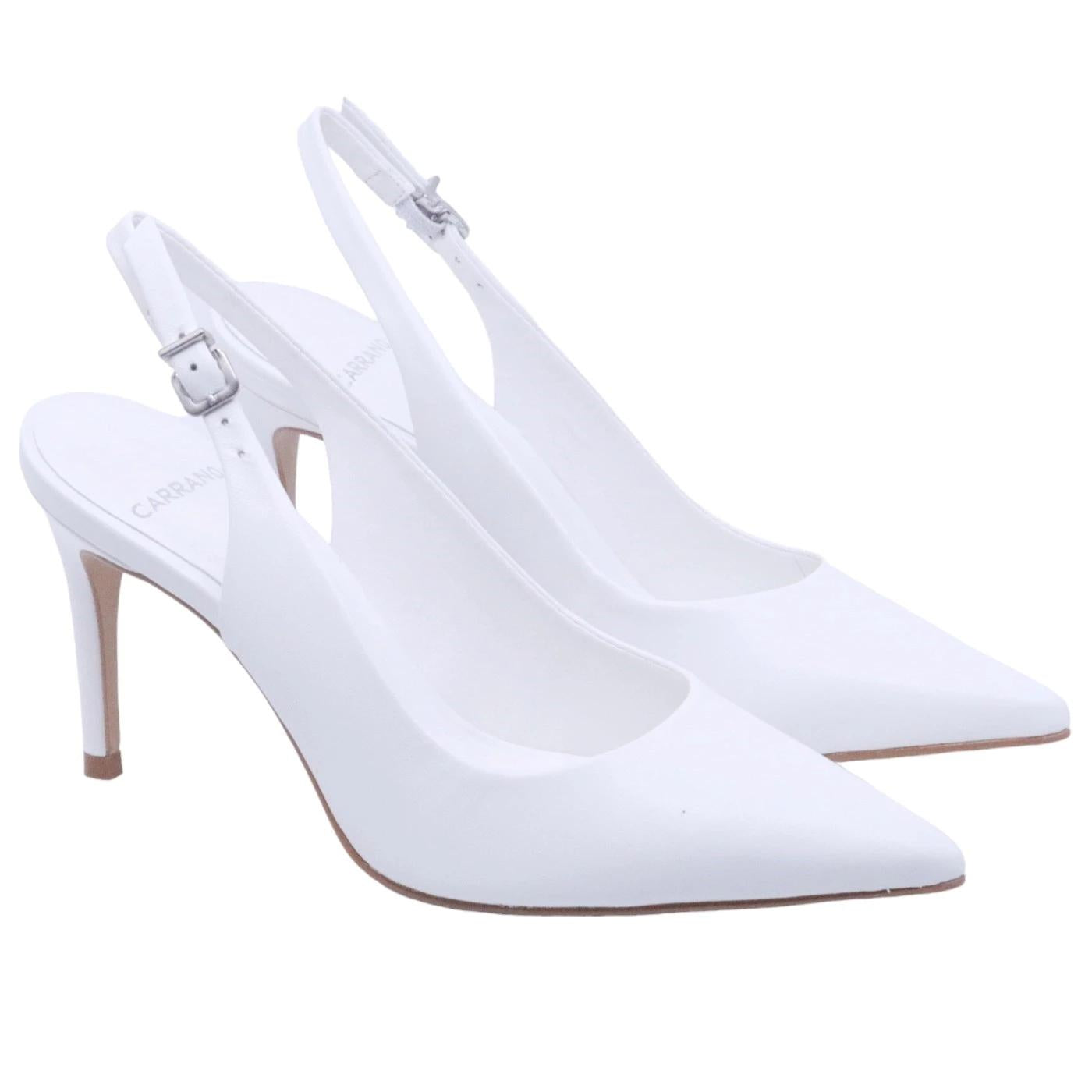 Slingback donna Carrano 195096 in pelle di colore bianca 