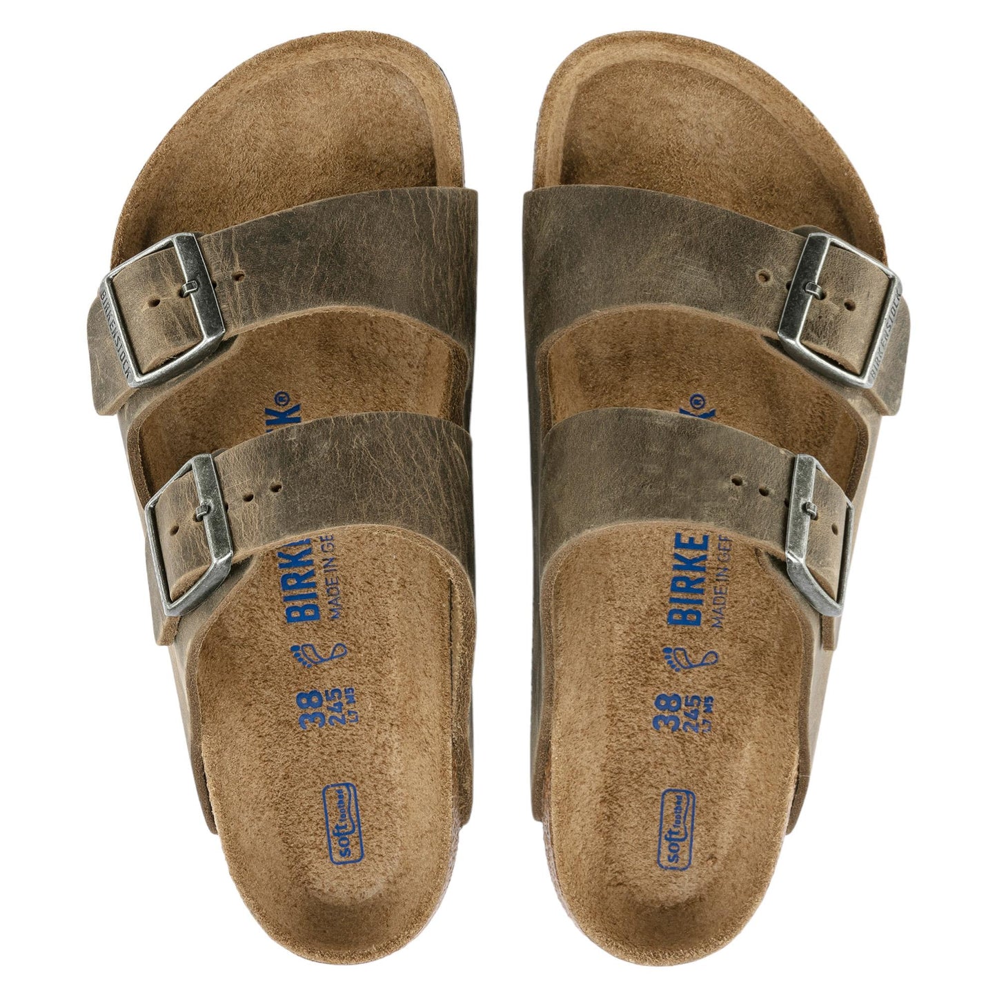 Birkenstock Arizona Olied sandalo doppia fibbia pelle khaki 