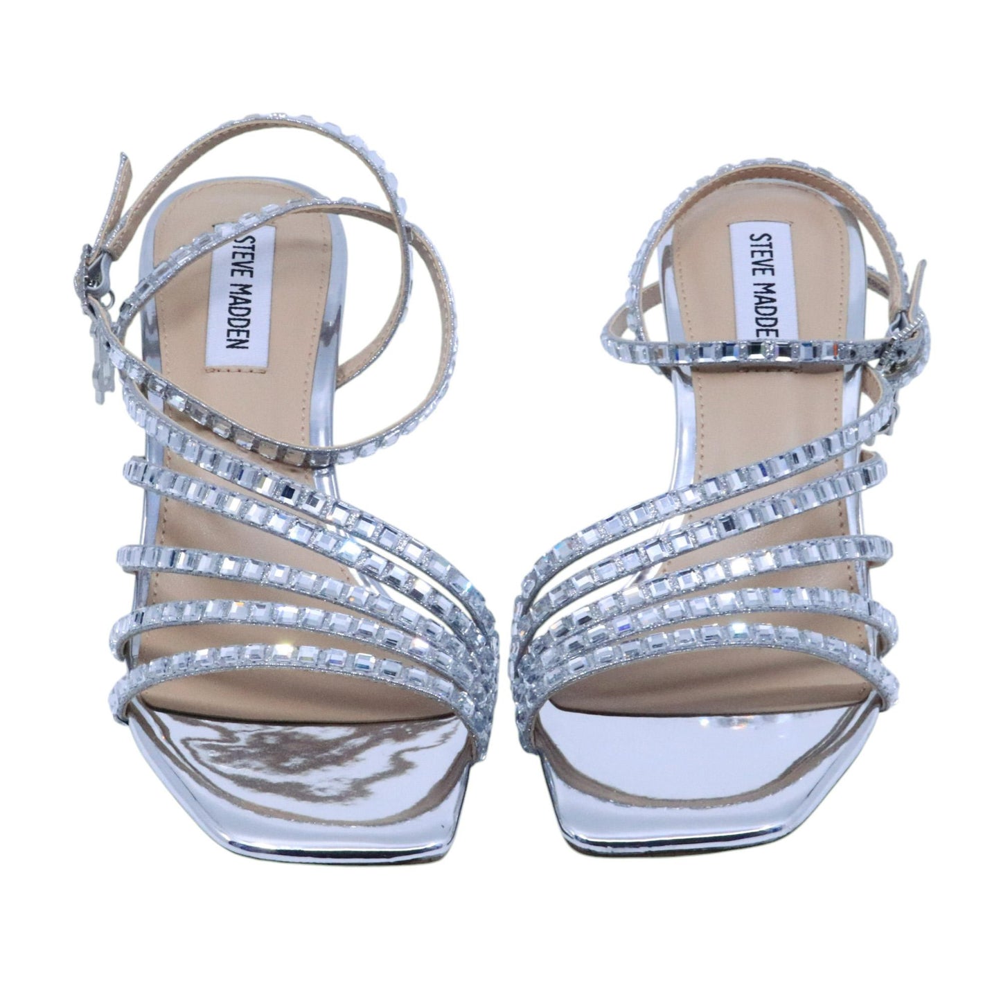 Sandalo con tacco Steve Madden Alarah in strass argento 