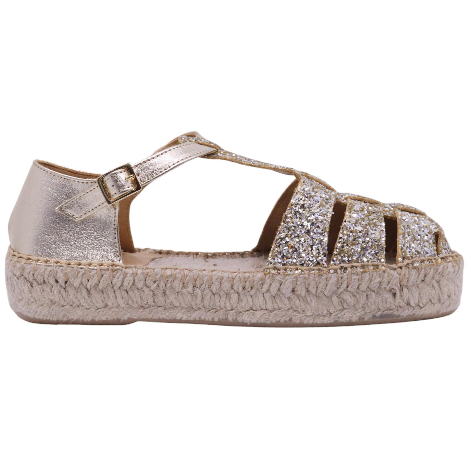 Sandalo donna Lagoa Valencia in glitter paltino 