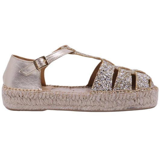 Sandalo donna Lagoa Valencia in glitter paltino 