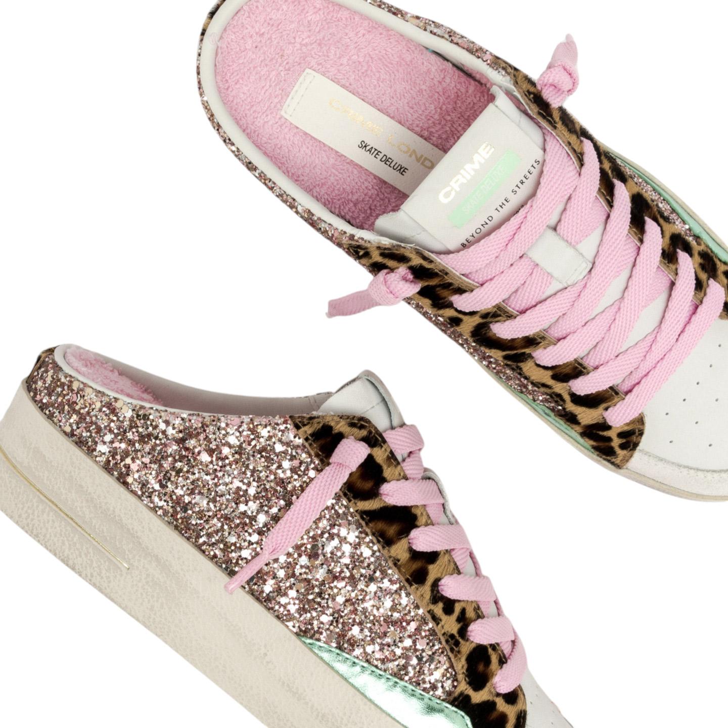 Sneaker donna Crime London SK8 Deluxe 20171 a sabot glitter rosa 