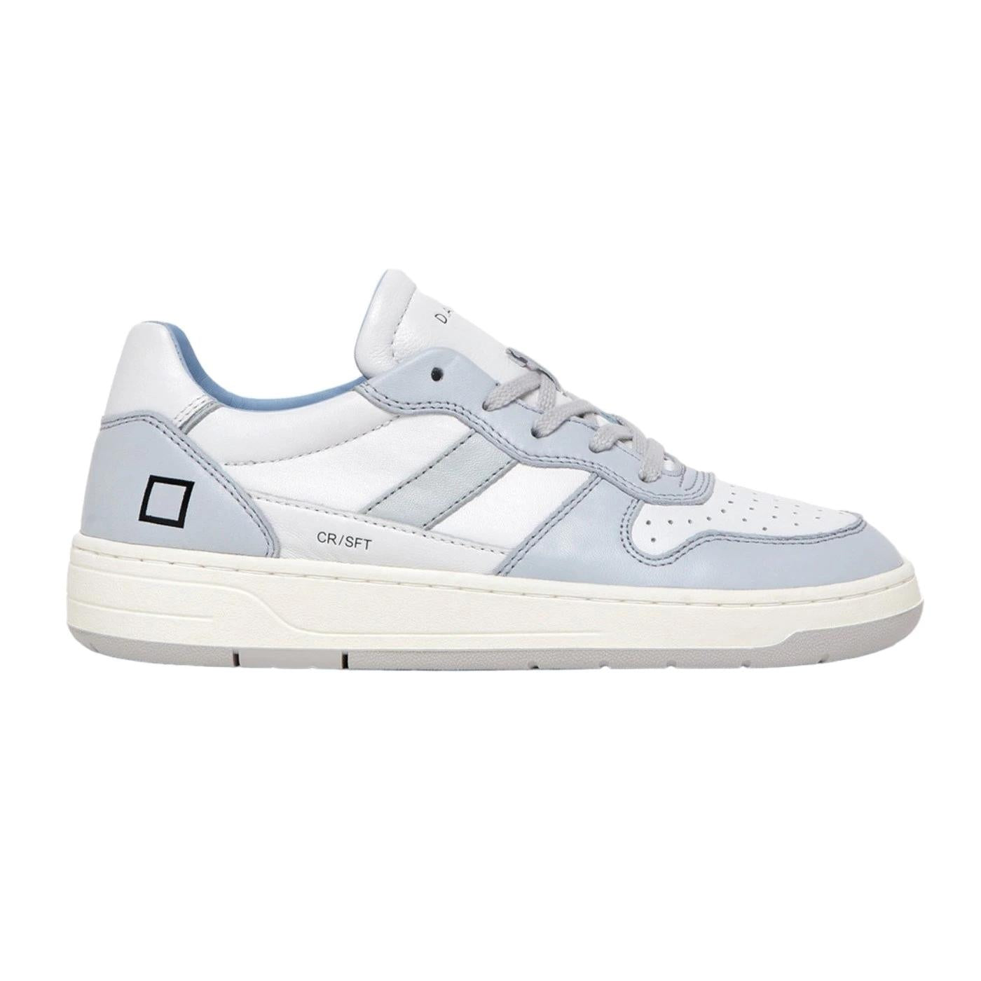 DATE Court 2.0 Soft White Cloud C2-SF-ID sneaker donna in morbida pelle bianca e azzurra 