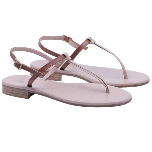 Paolo Ferrara CR1796C T15 Nappa Fondotinta sandalo infradito donna in pelle cuoio e nude 