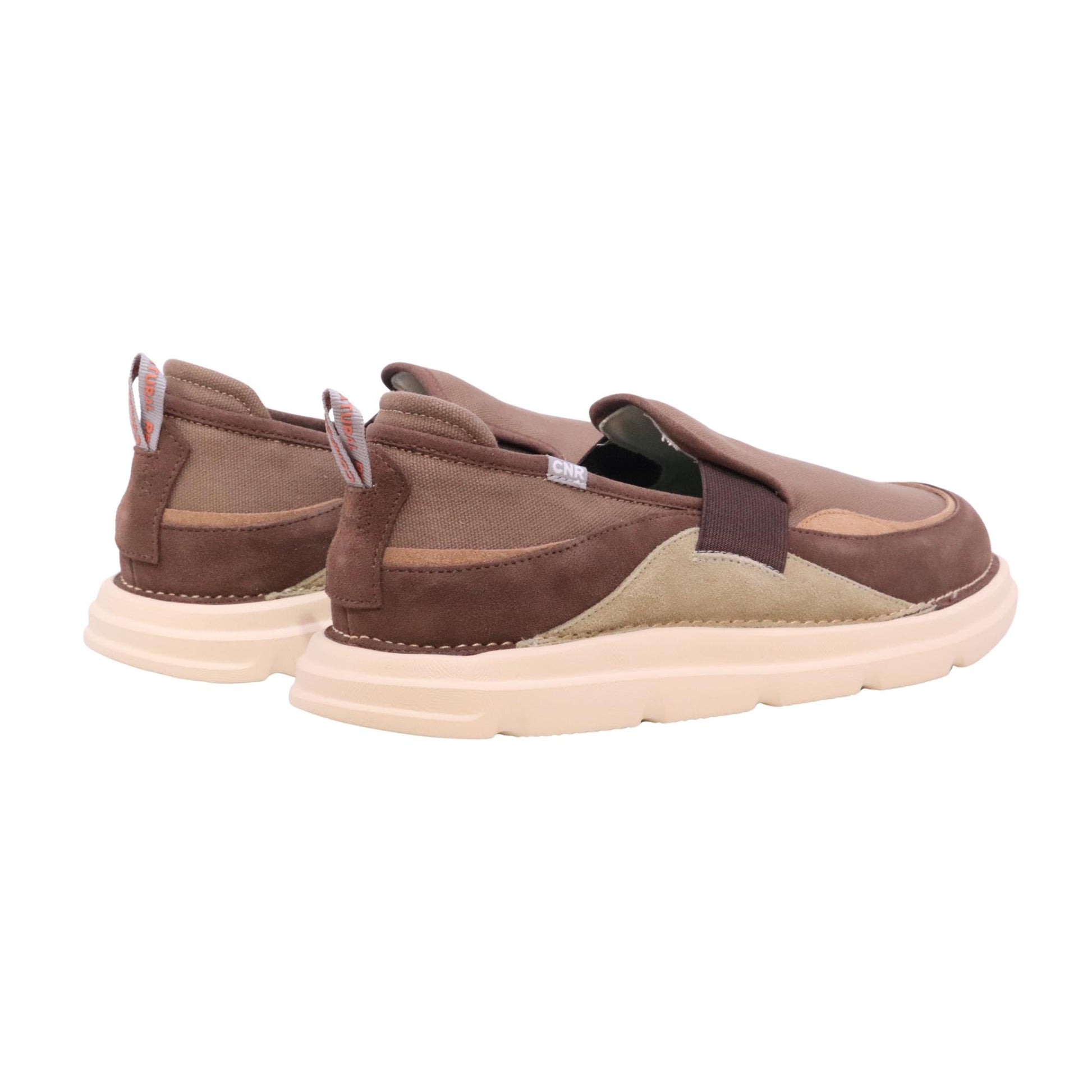 CNR Easy Clip sneaker uomo in camoscio e tessuto dark brown senza lacci casual comfort 