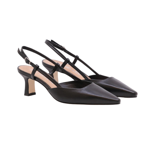 The Seller EN809 slingback donna in pelle nappata nera con tacco elegante Made in Italy 