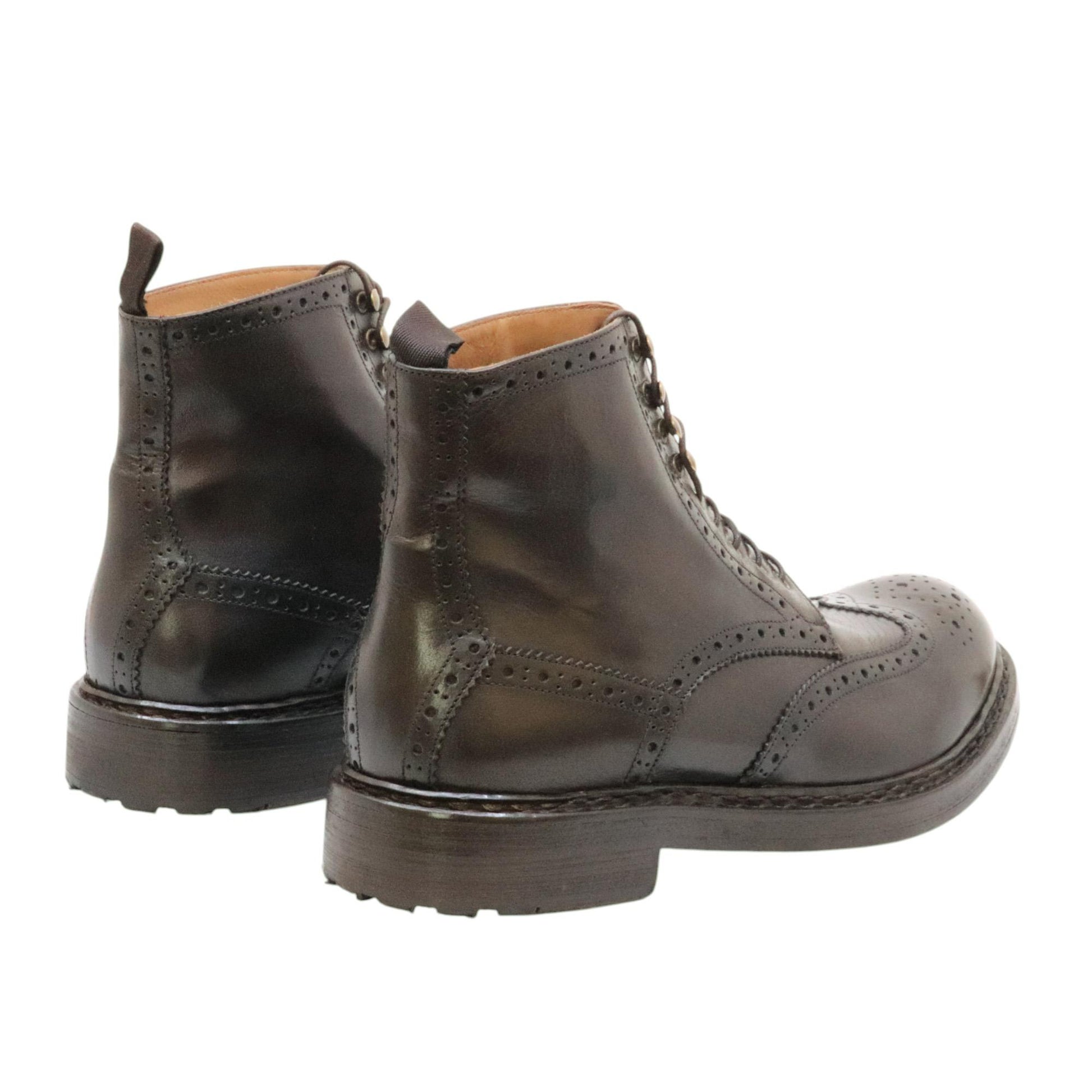 Crispiniano 482 stivaletto allacciato uomo in pelle marrone 