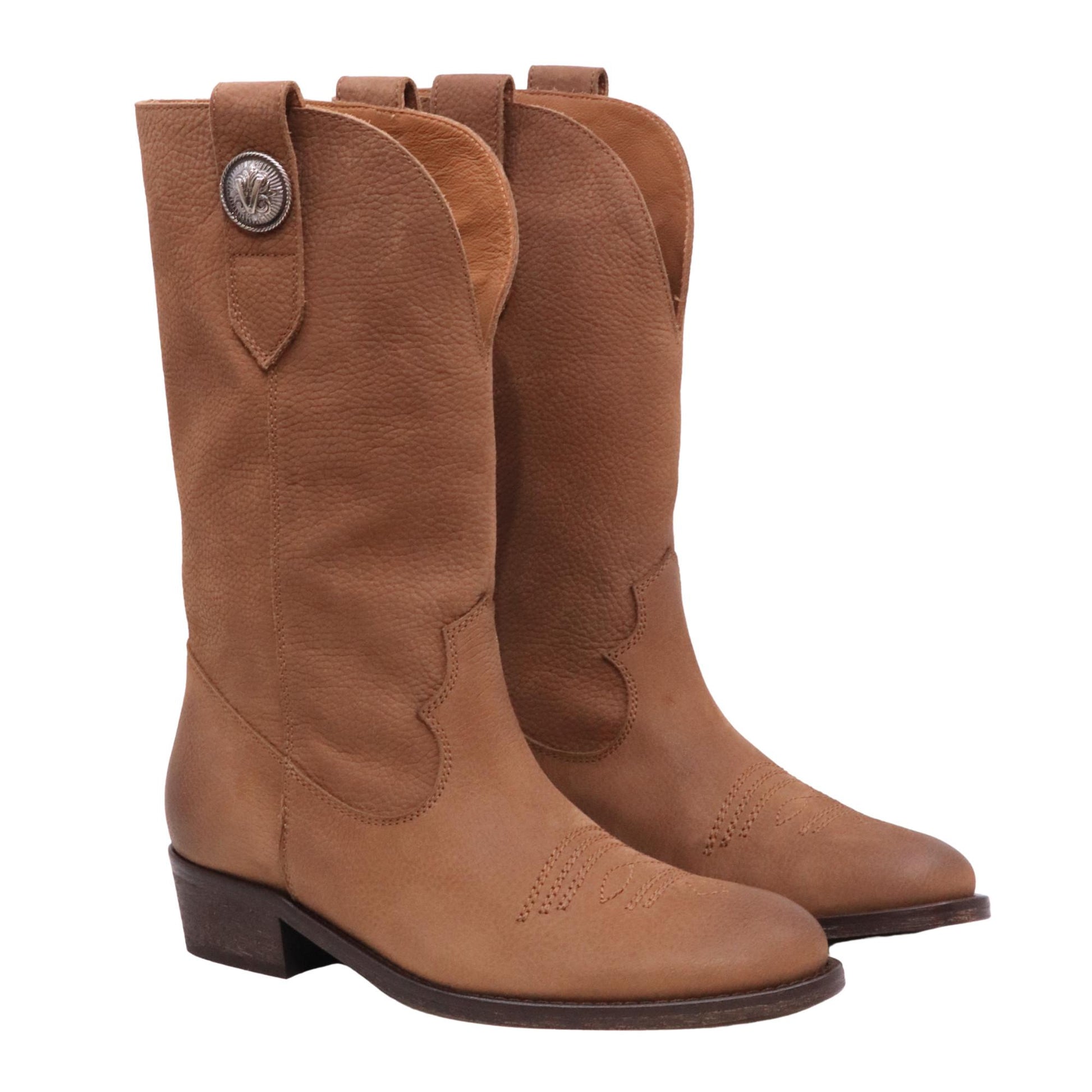 Via Roma 15 Desire 4378 stivale texano donna camoscio cuoio 