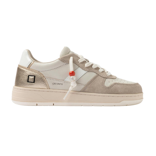 D.A.T.E. Court 2.0 Vintage C2-VC-IV sneaker donna in pelle color ivory 