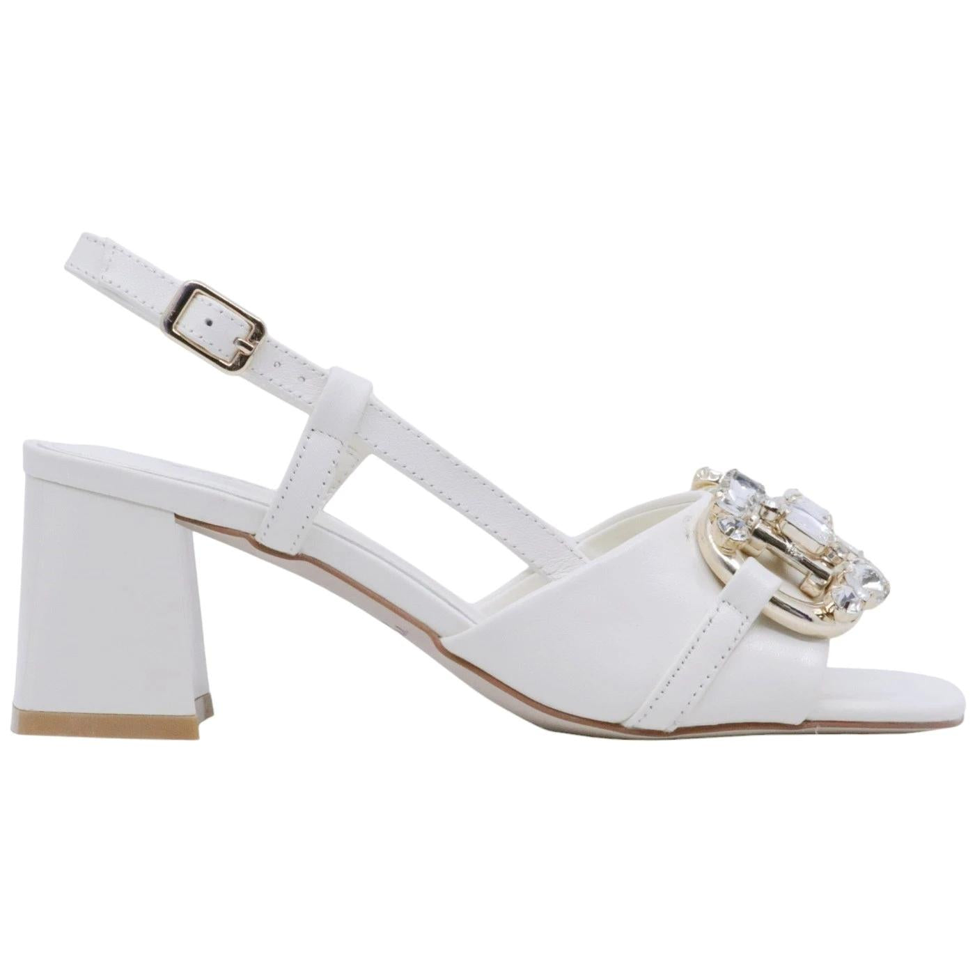 Sandalo con tacco Tosca Blu Ida in pelle latte con accessorio 