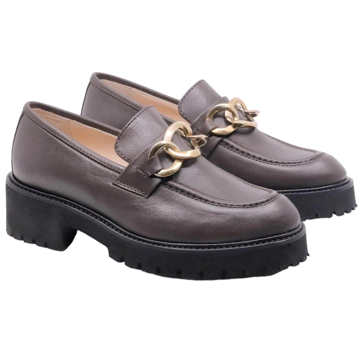 Le Briella Z800 D mocassino donna in pelle testa di moro con morsetto 