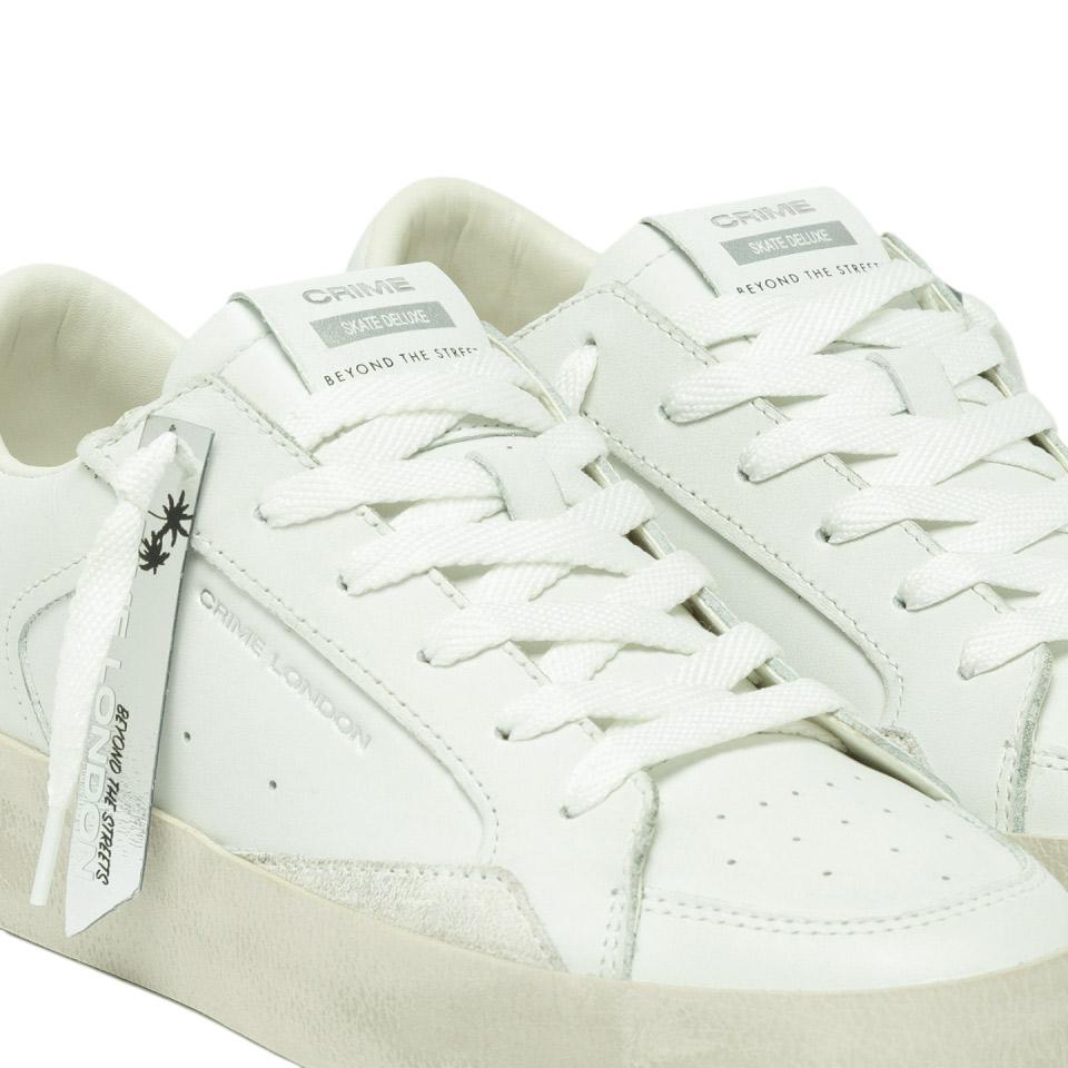 Sneaker donna Crime London Sk8 Deluxe 21111 in pelle bianca vanilla 