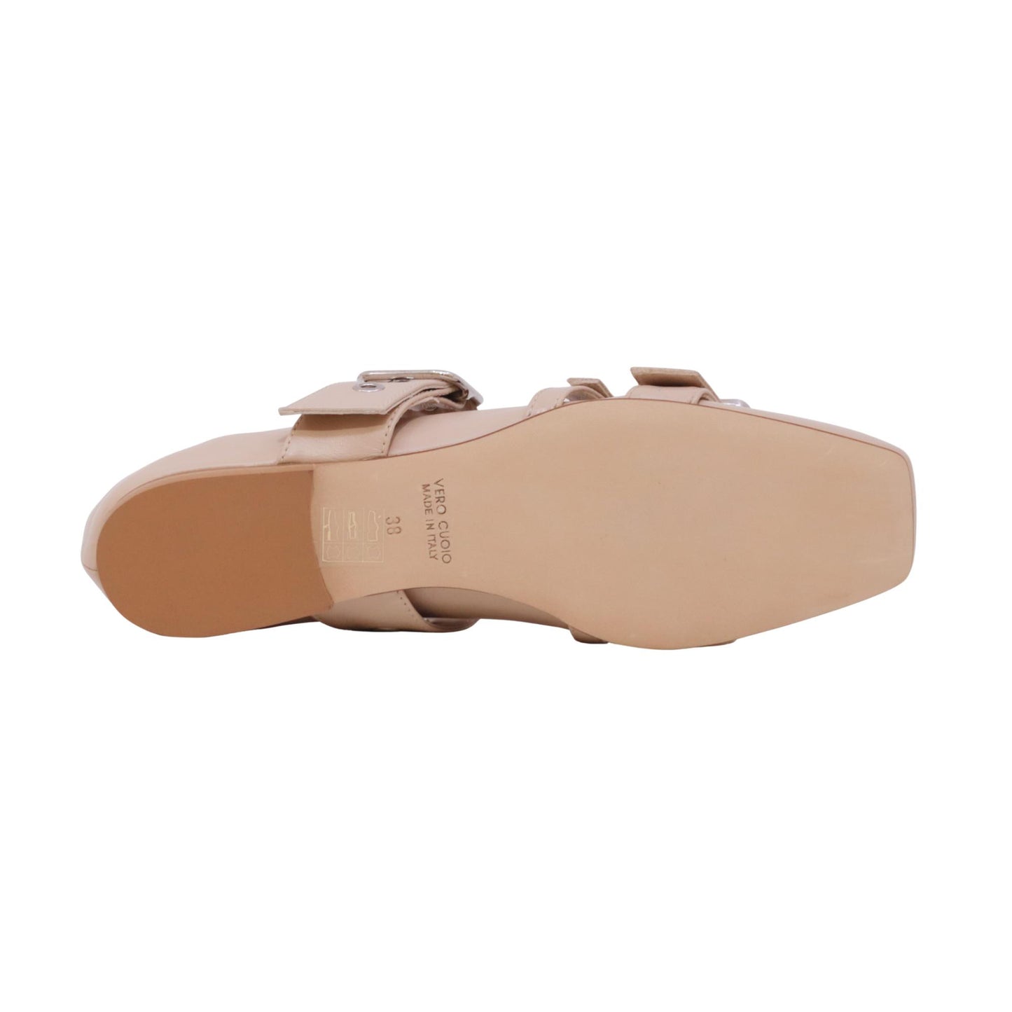 Anna F 1912 ballerina donna in pelle nappa gesso con tre fibbie regolabili 