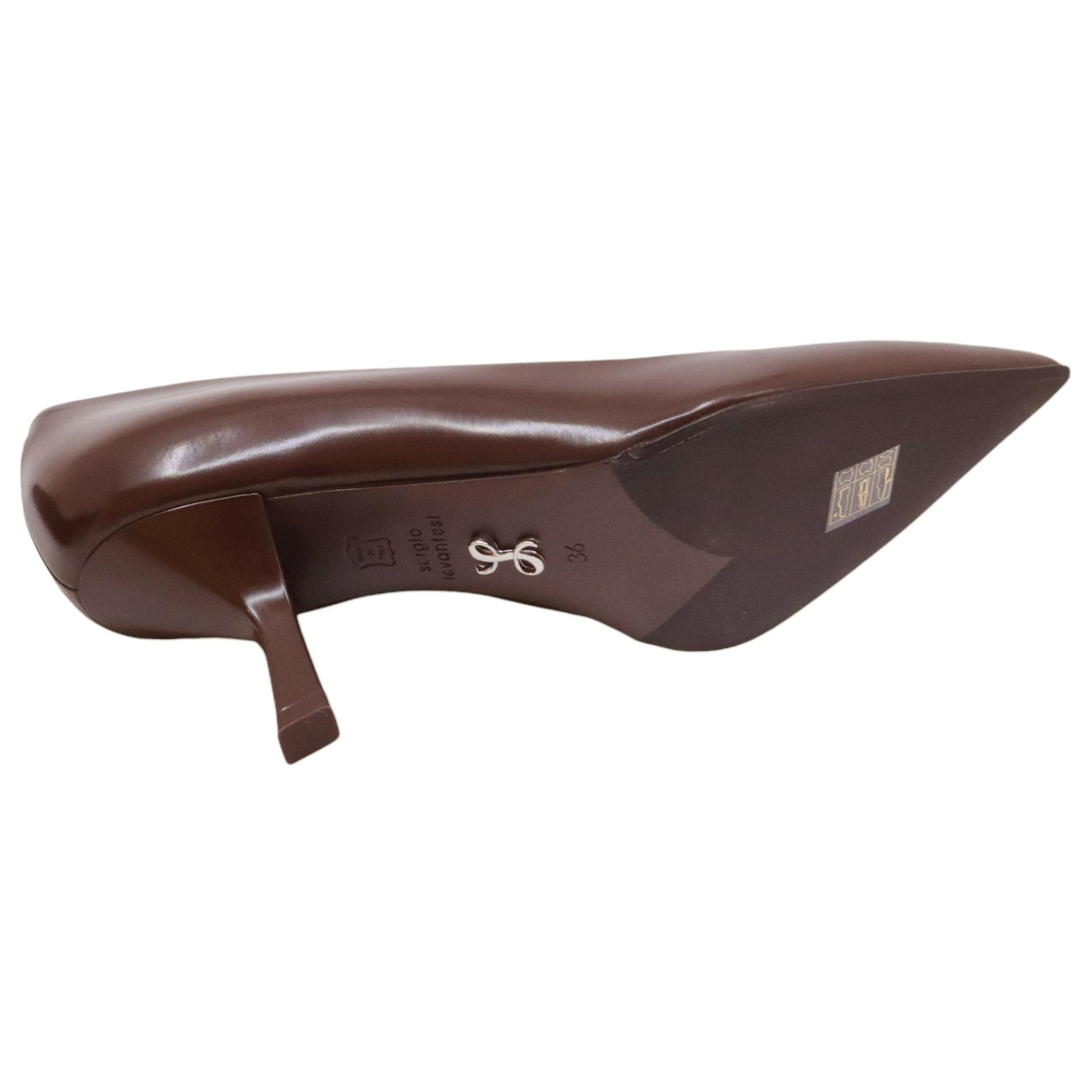 Décolleté donna Sergio Levantesi Kendra 5 in pelle cacao marrone 