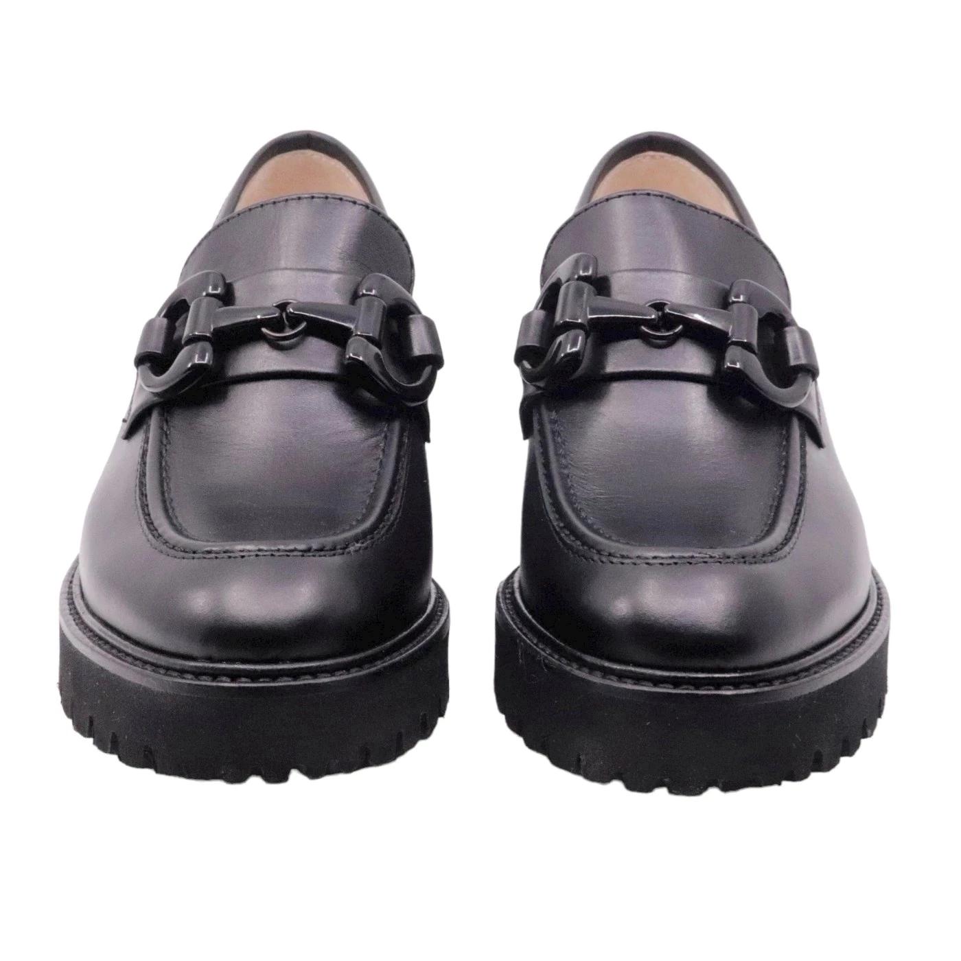 Le Briella Z800 mocassino donna in pelle nera con morsetto 