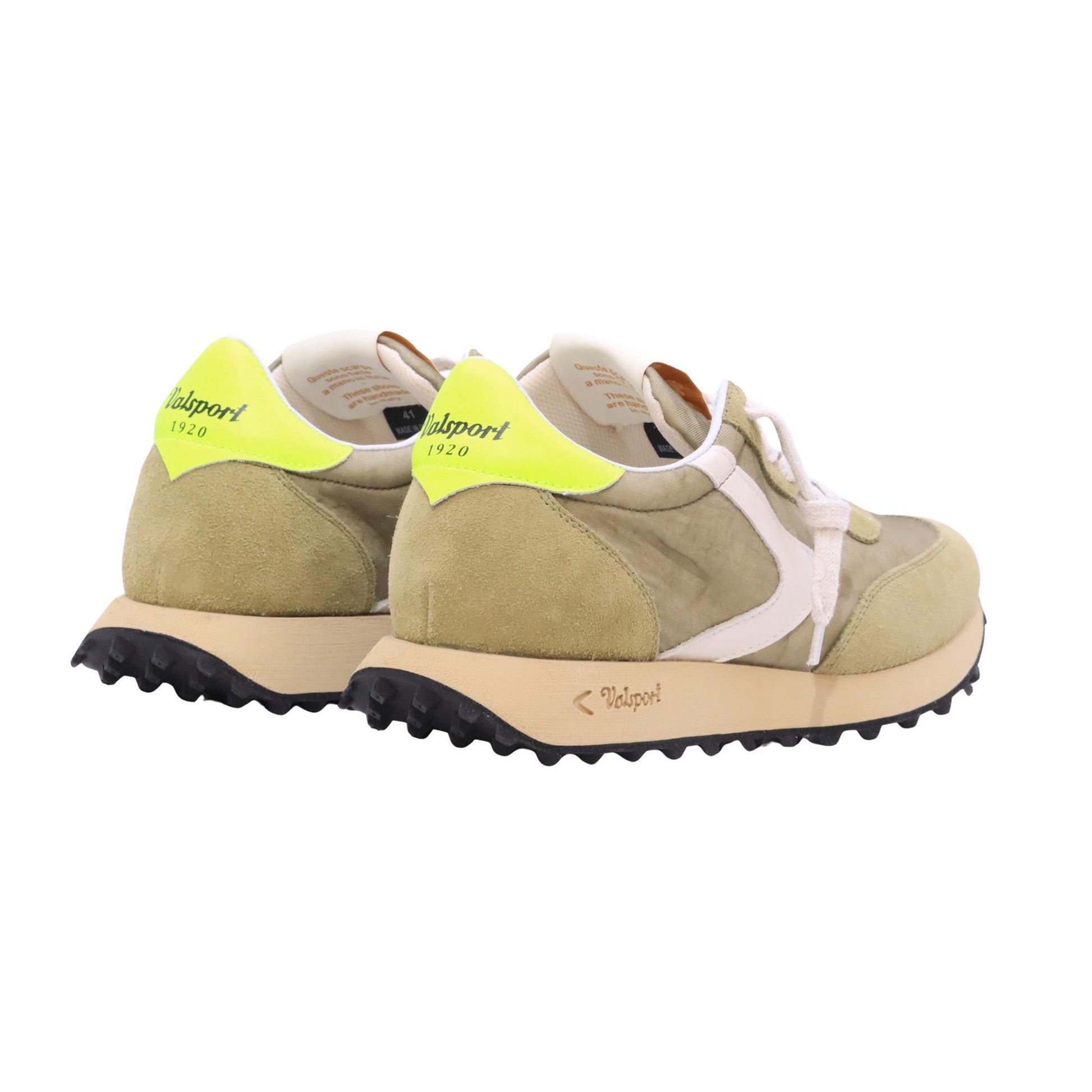 <BR/><BR/><BR/><BR/><BR/>Valsport Start Heritage Fluo sneaker uomo in nylon verde oliva e camoscio<BR/> 