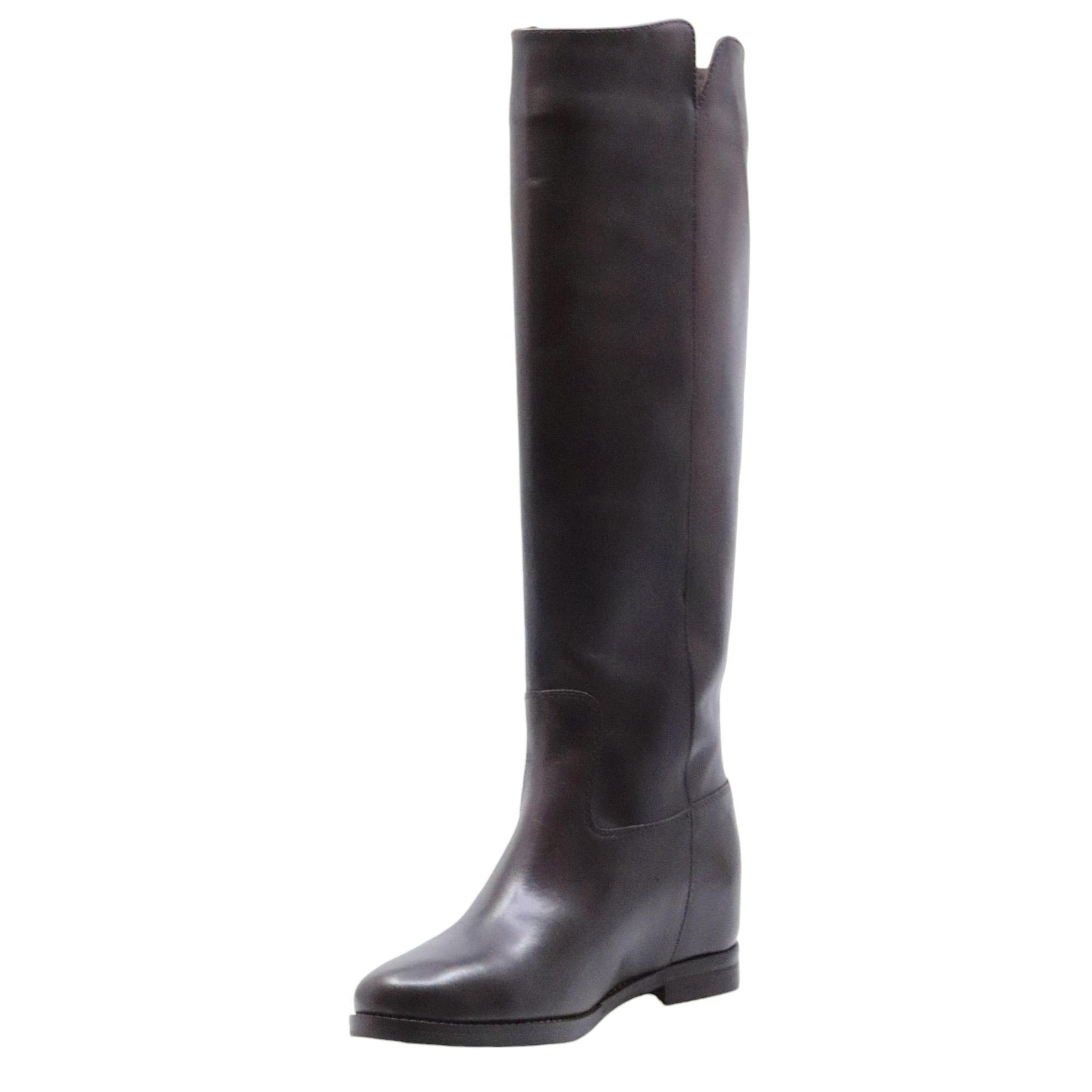 The Seller IV142 stivale donna in pelle marrone con zeppa interna 