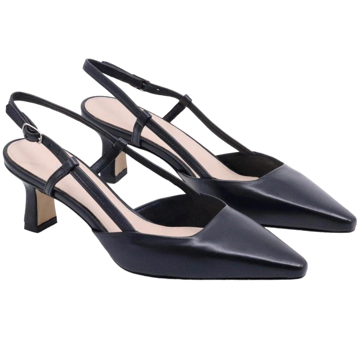 Slingback donna The Seller EN809 in pelle nappata color nero 