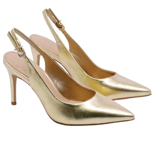 Slingback donna Carrano 195096 in pelle satinata di colore oro 