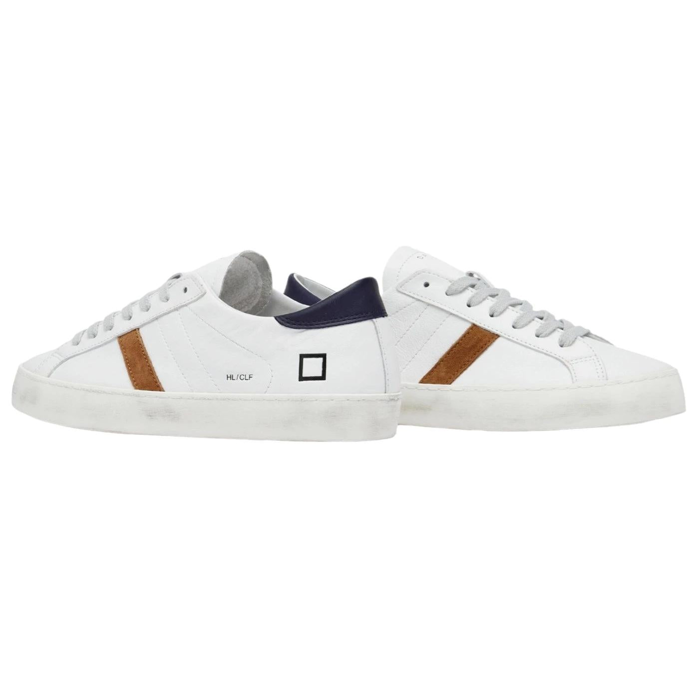 DATE Hill Low Calf White Blue HL-CA-WL sneaker uomo in pelle bianca 