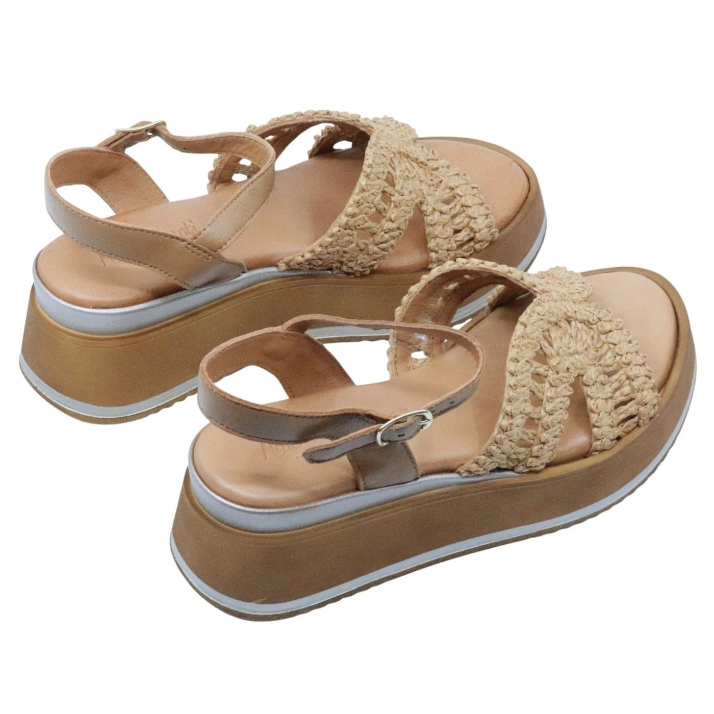 Sandalo con zeppa Mine Vaganti 3912 in pelle marrone 