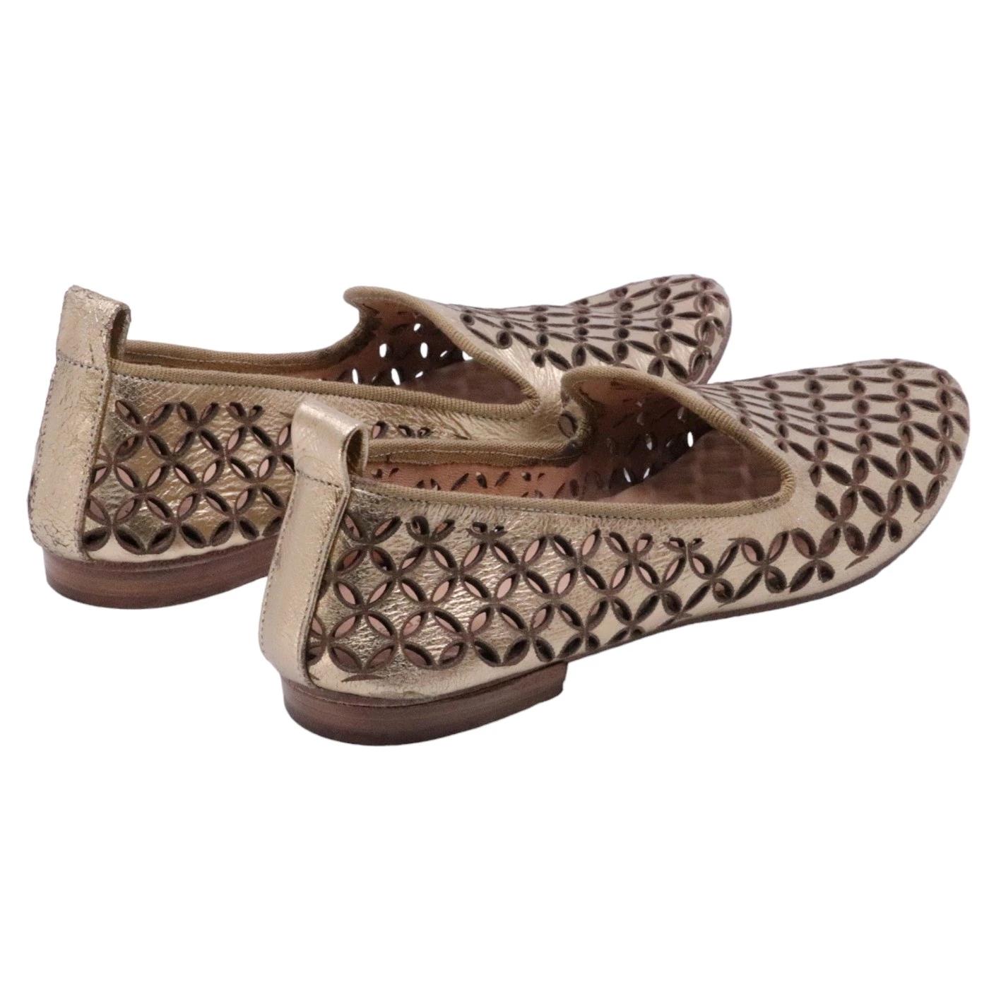 Mocassino donna Kudetà 314102 in pelle laminata oro 