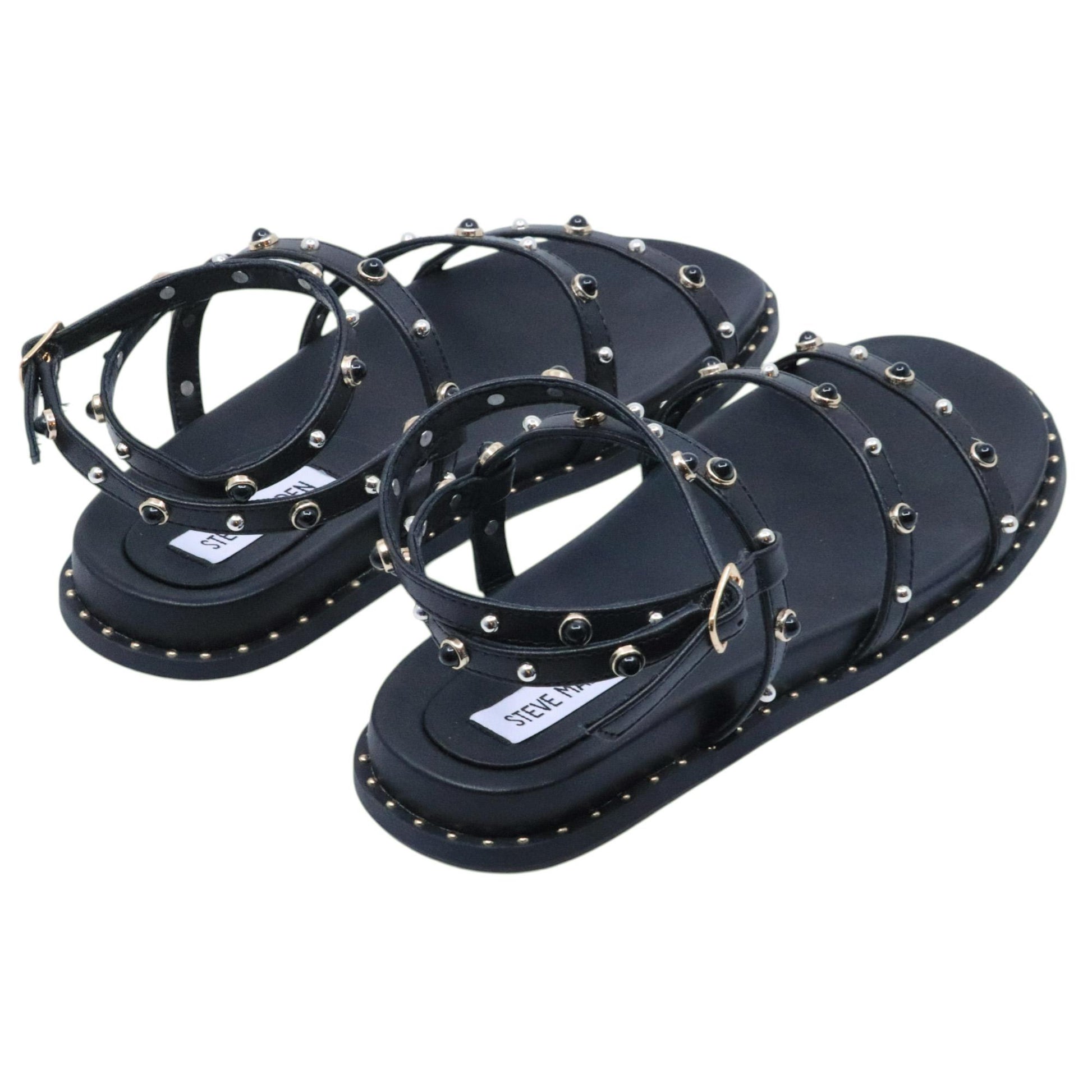 Sandalo Steve Madden Stormie in similpelle nera con borchie 