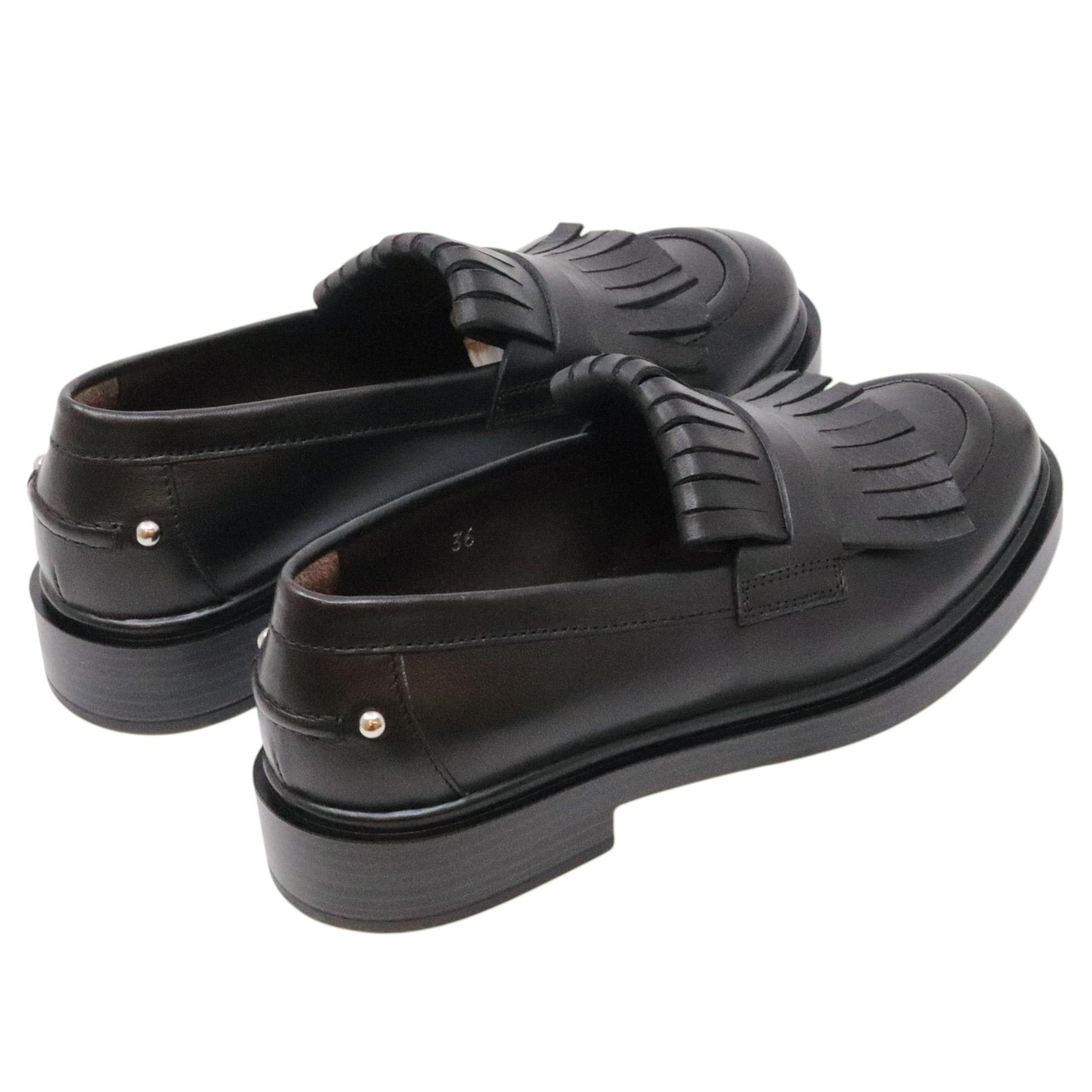 Triver Flight 709 mocassino donna in pelle nera con frange 