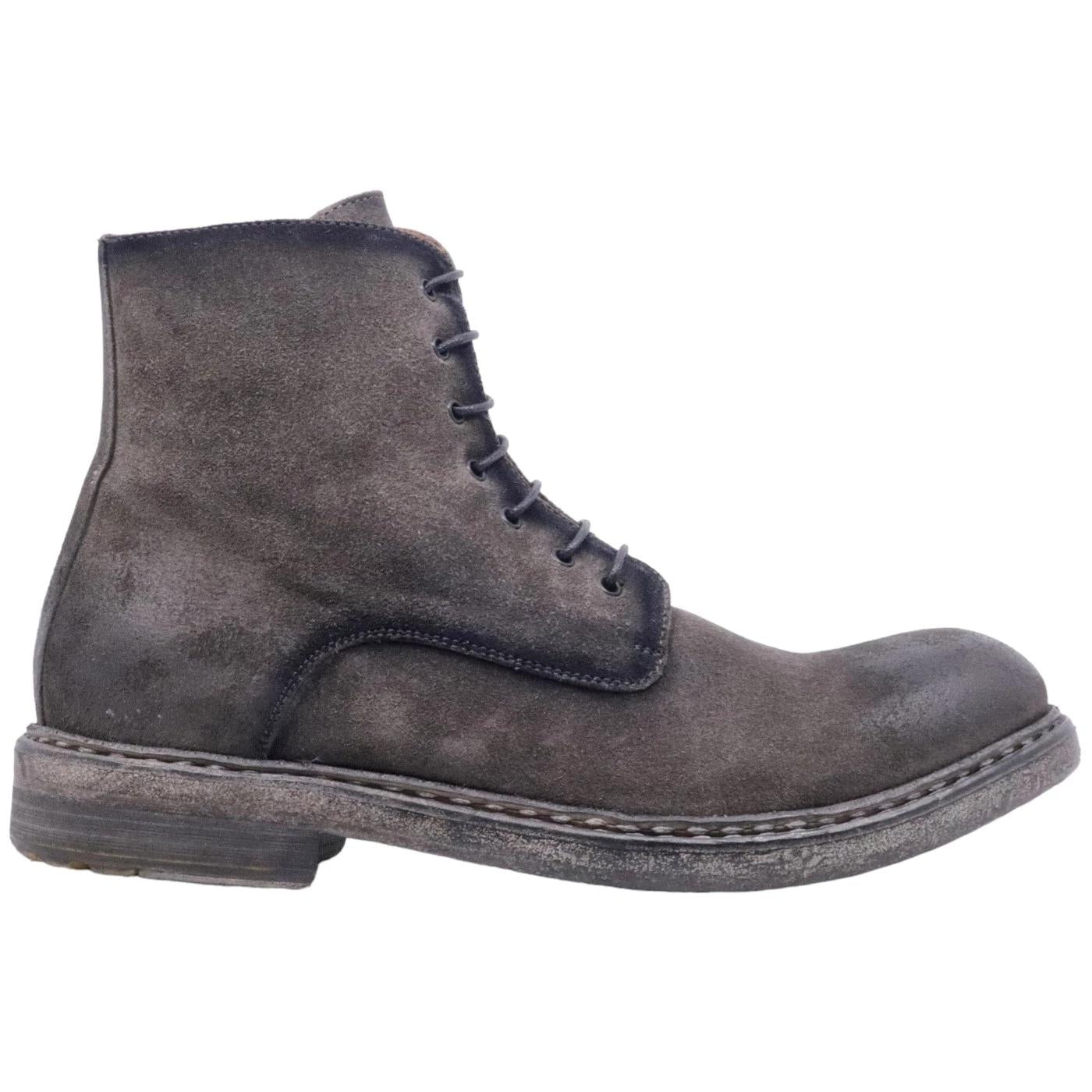Stivaletto da uomo Crispiniano 6081 in pelle camoscio ingrassato grigio 