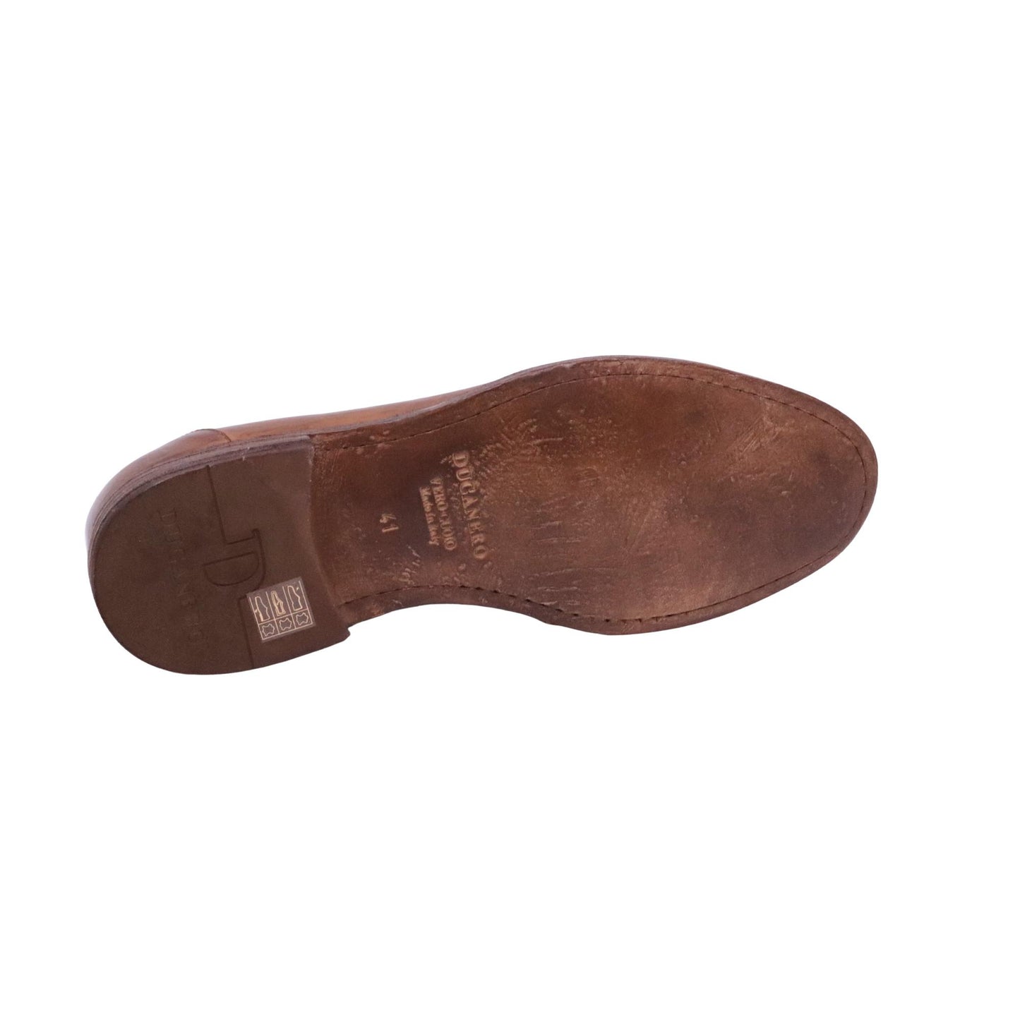 Ducanero 2718 mocassino uomo in pelle cuoio sfumata nero con fondo cuoio elegante Made in Italy 