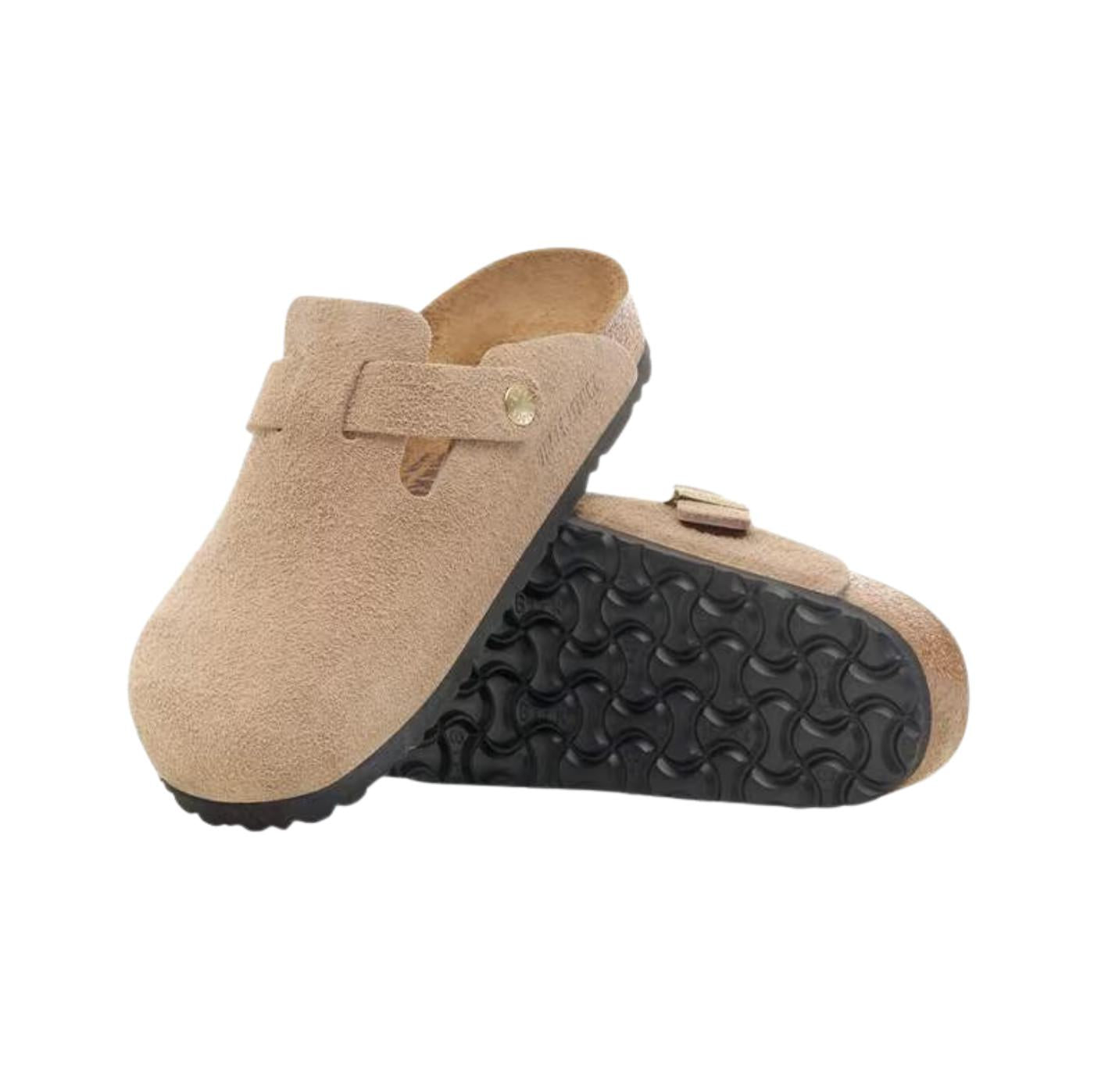 Birkenstock Boston pelle scamosciata Sandcastle sabot donna narrow fit 