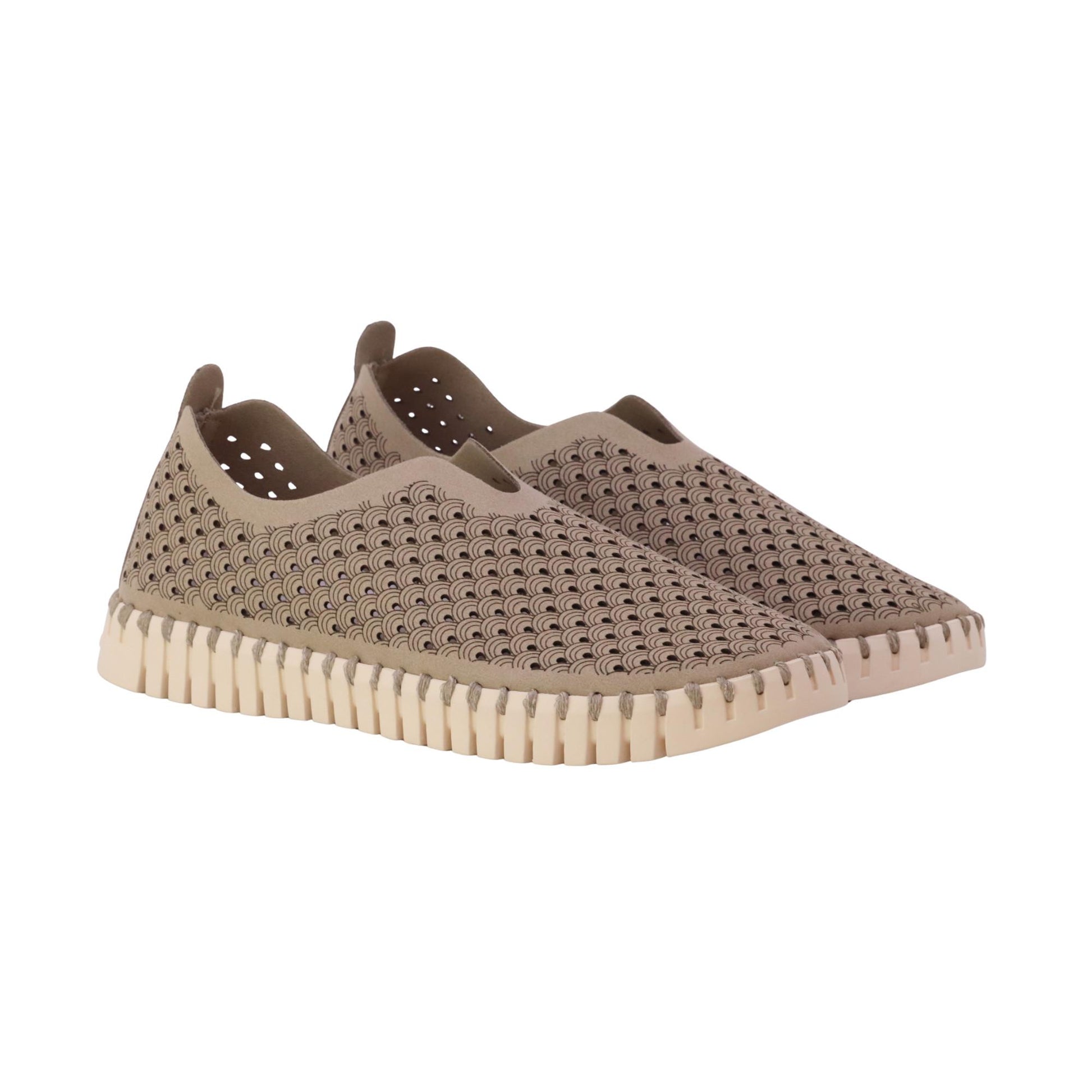 Ilse Jacobsen Tulip 3275 mocassino slip-on donna in microfibra riciclata pearled ivory traforata 