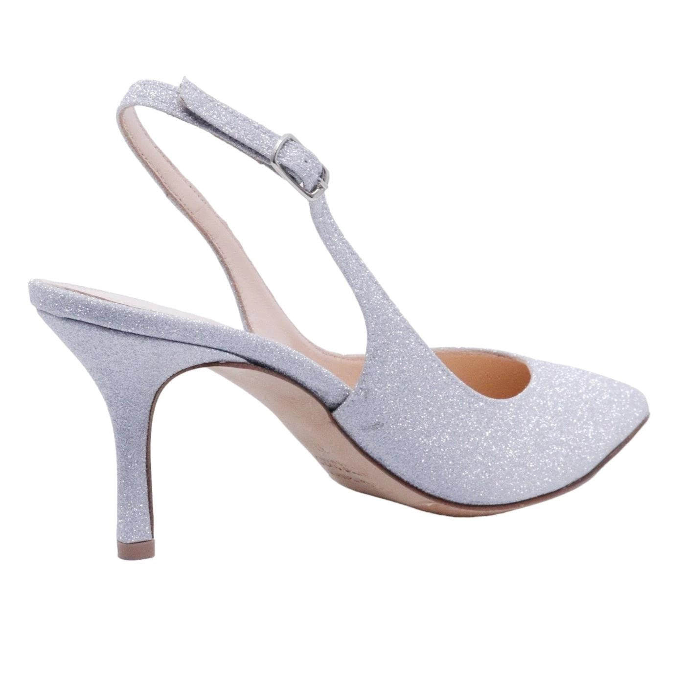 Slingback The Seller da donna realizzato in pelle  pelle argento glitterata 